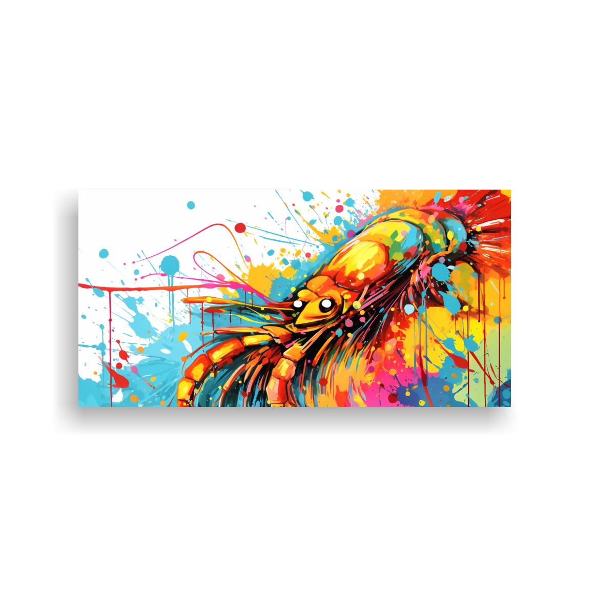 CUADRO NEO POP ART: CAMARÓN EN COLORES ARCOÍRIS 40X20 CM - 1
