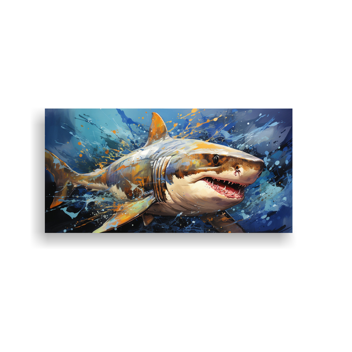 CUADRO DE TELA: TIBURÓN MARTILLO EN LIMA, ARTE 60X30 CM - 1
