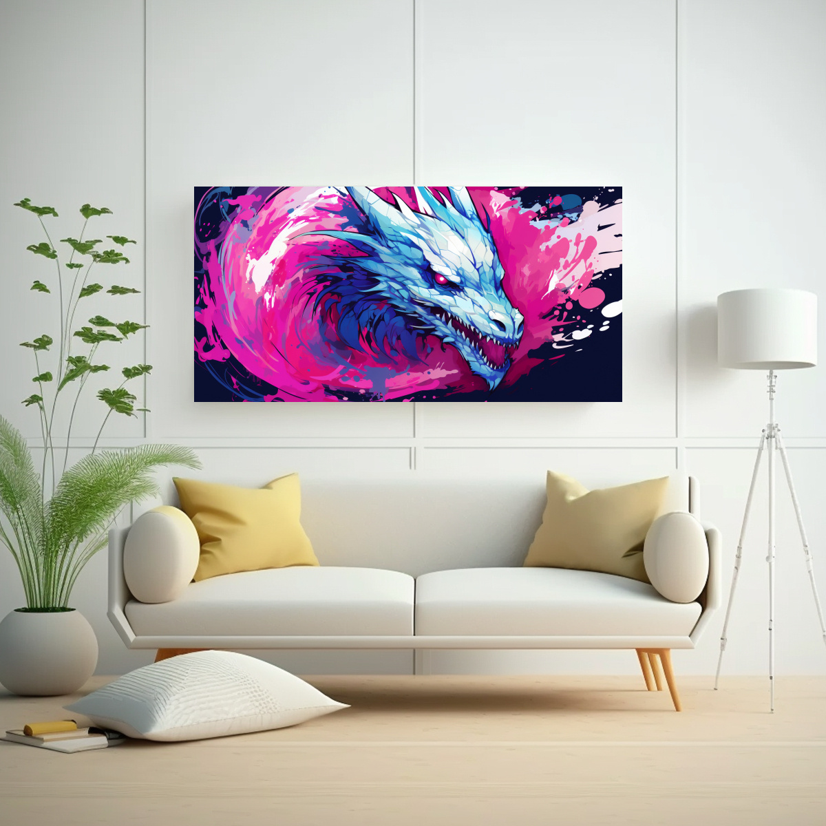 CUADRO INSPIRACIÓN FLORAL: DRAGÓN EN ROSA Y 160X80 CM - 2