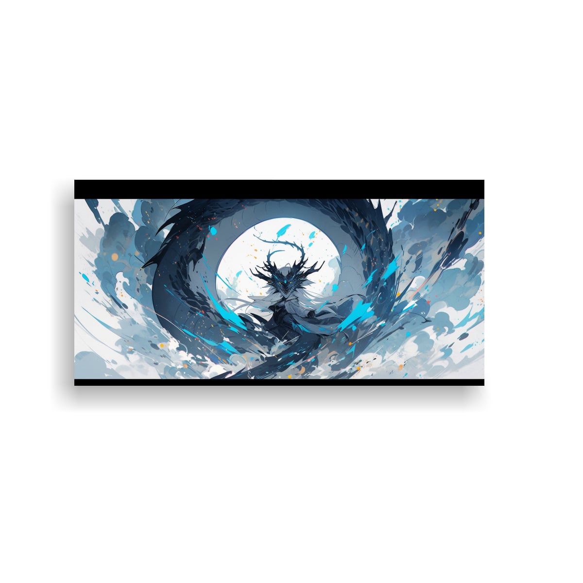 PINTURA DE LIENZO PARA COCINA: DRAGÓN EN NEGRO Y 120X60 CM - 1