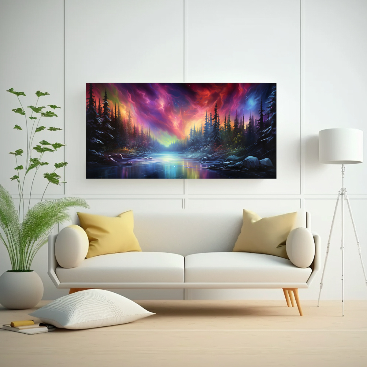 EXPOSICIÓN DE ARTE MODERNO: AURORA BOREAL CON 140X70 CM - 2