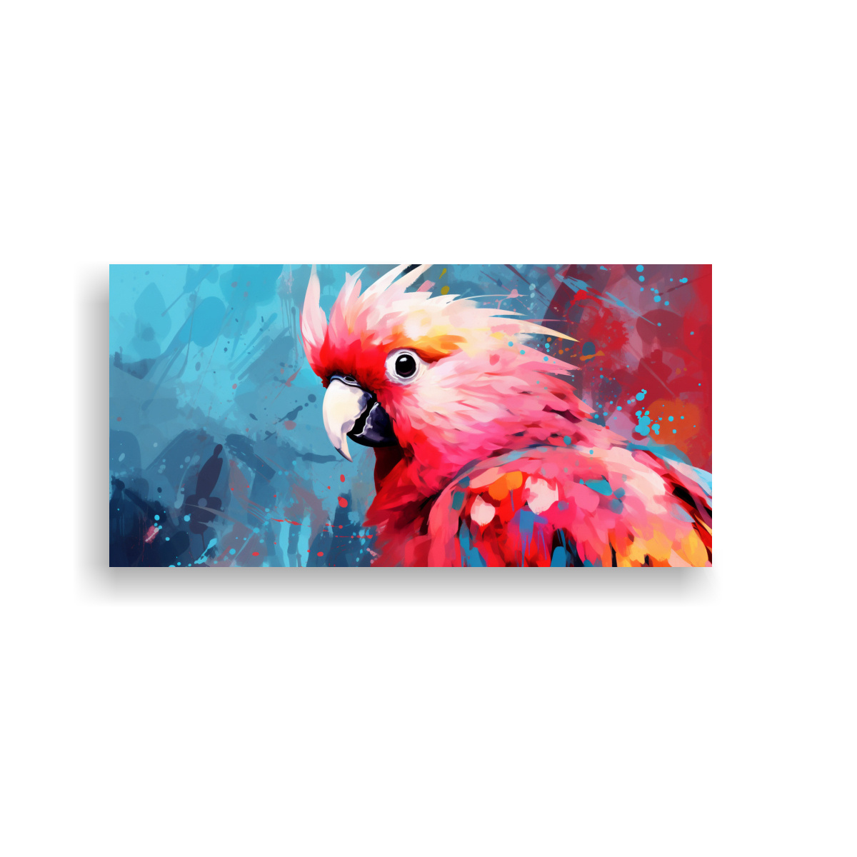 PINTURA DECORATIVA DE COCKATOO EN COLORES PASTEL 40X20 CM - 1