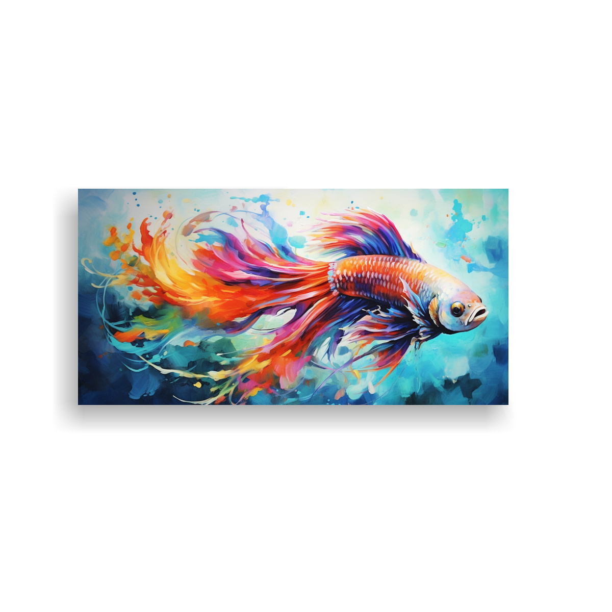 LIENZO HORIZONTAL BETTA FISH ACUARELA DETALLES 60X30 CM - 1