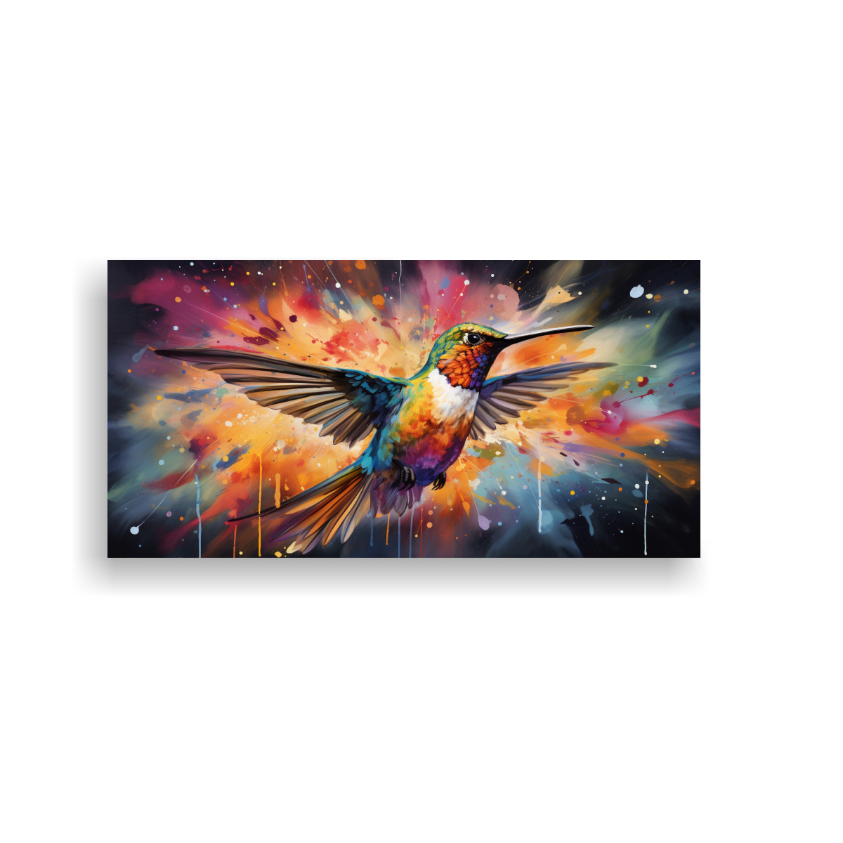 PINTURA DECORATIVA TEMÁTICA COLIBRÍ EN COLORES 40X20 CM - 1