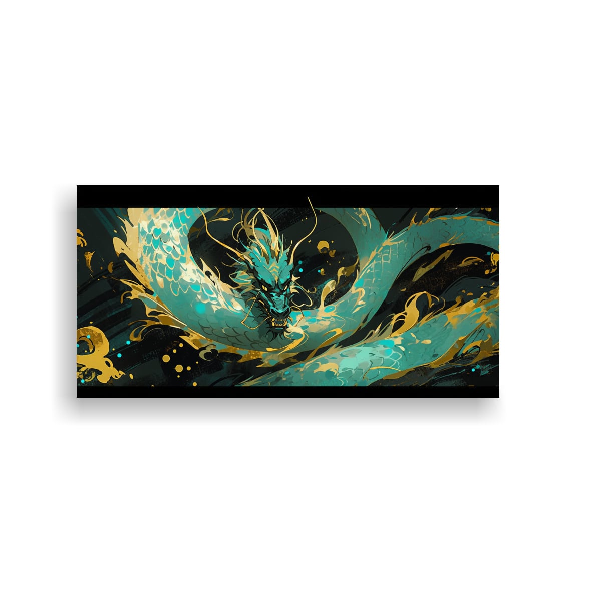 CUADRO DECORATIVO DORMITORIO DRAGÓN EN TURQUESA 60X30 CM - 1