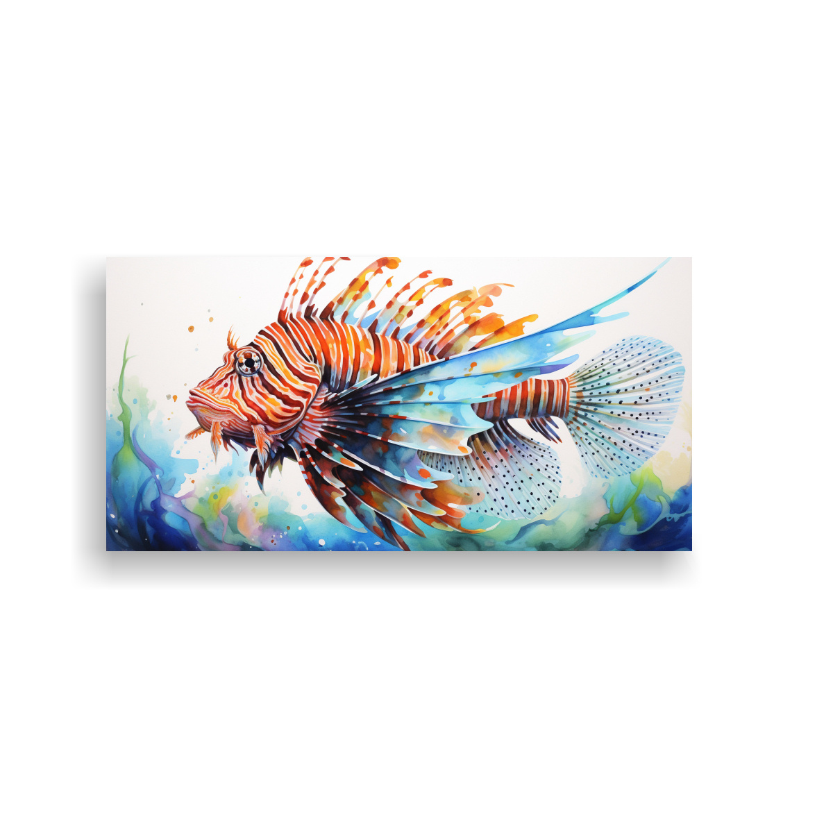 ACUARELA COLORIDA ESTILO PINTURA LEÓN PEZ 21 60X30 CM - 1