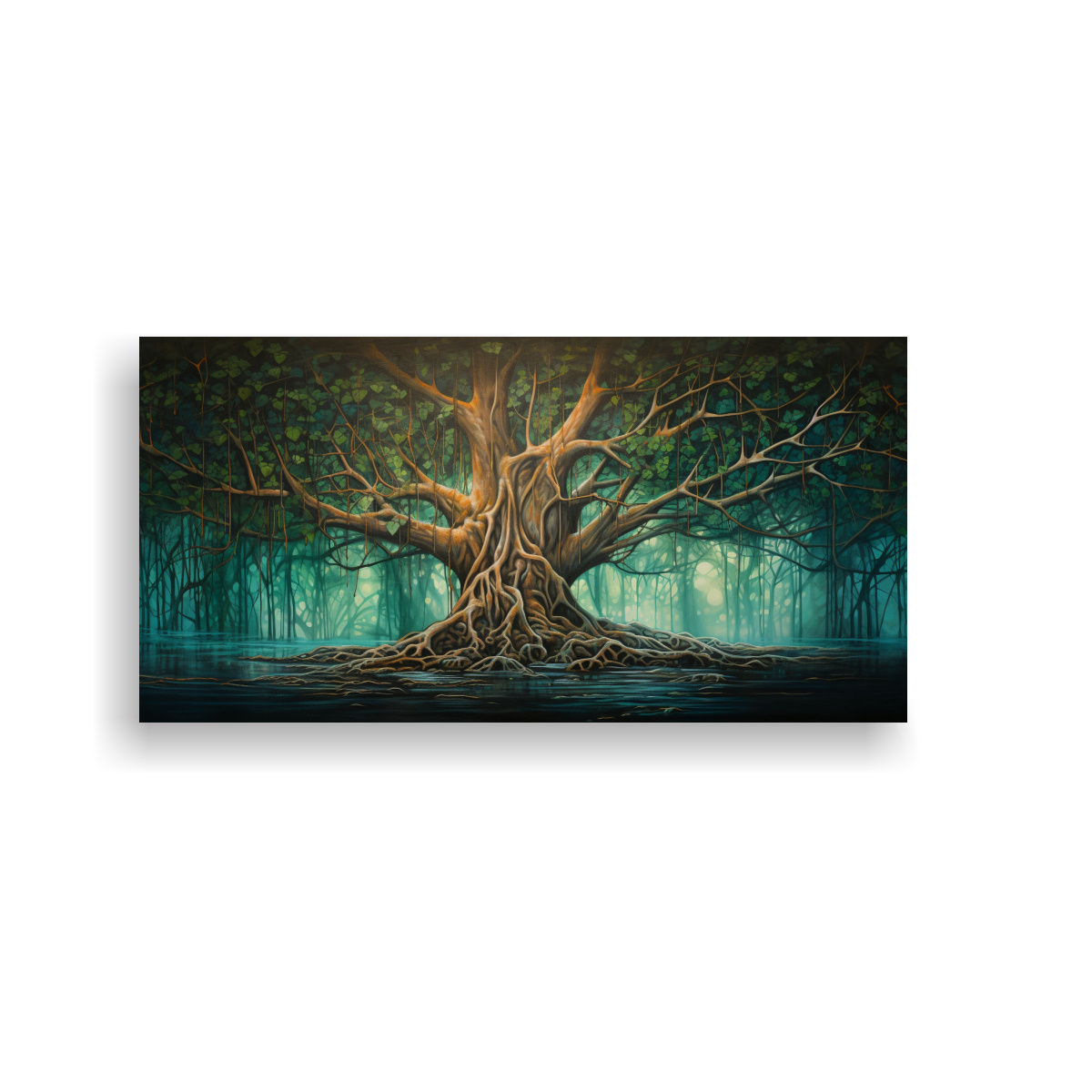 CUADRO ACUARELA ABSTRACTO A BANYAN TREE EN ESTILO 40X20 CM - 1
