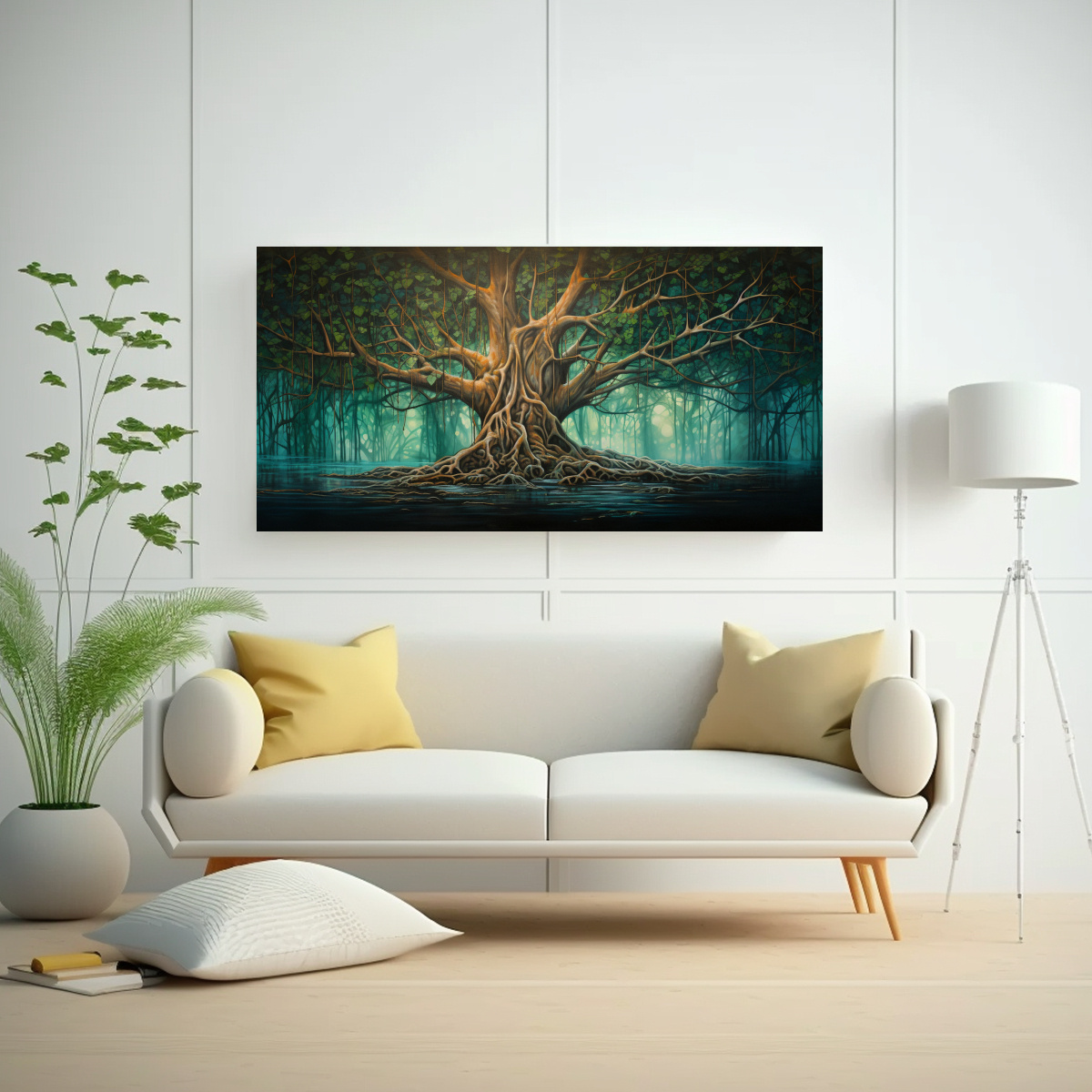 CUADRO ACUARELA ABSTRACTO A BANYAN TREE EN ESTILO 40X20 CM - 2