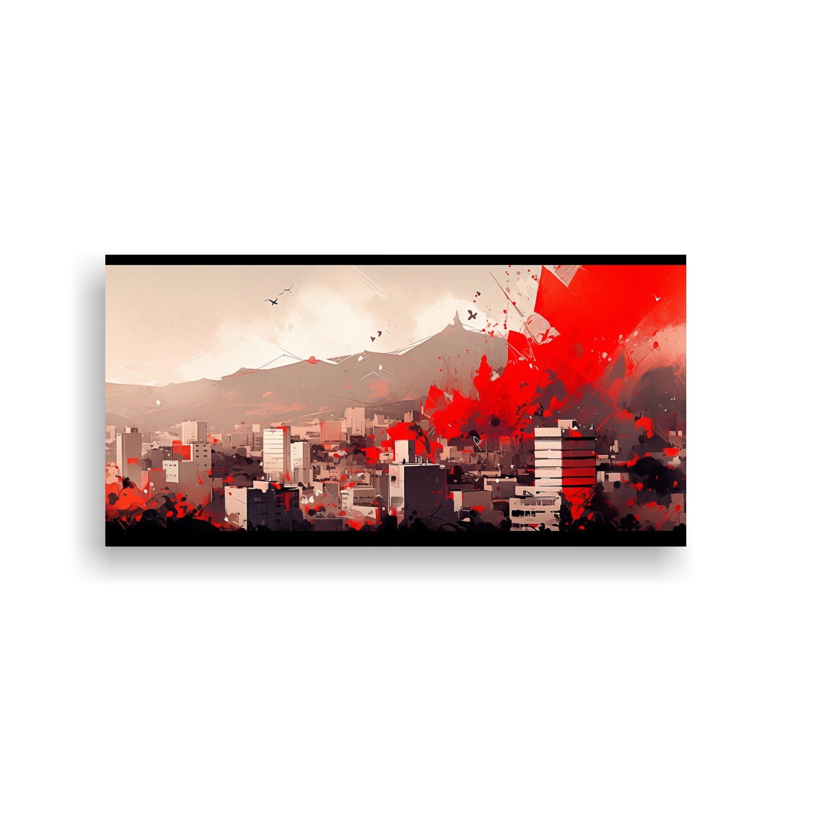 CUADRO FLORAL EN BASTIDOR SANTIAGO, CHILE BLANCO 140X70 CM - 1