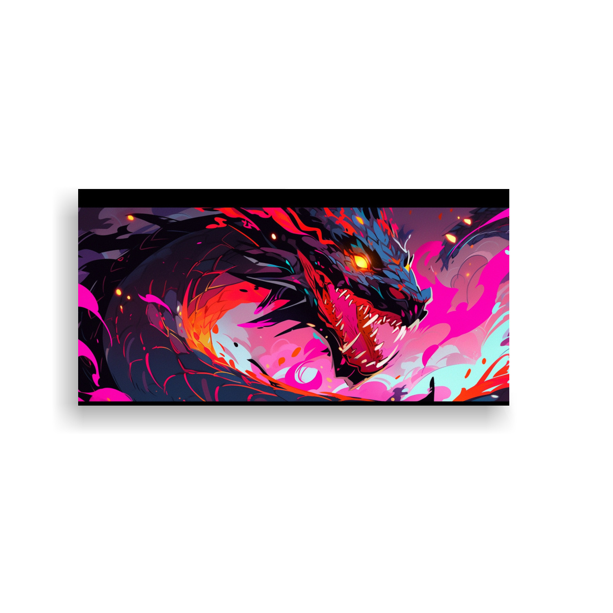 PINTURA LIENZO MODERNA: DRAGÓN EN VIBRANTES 140X70 CM - 1