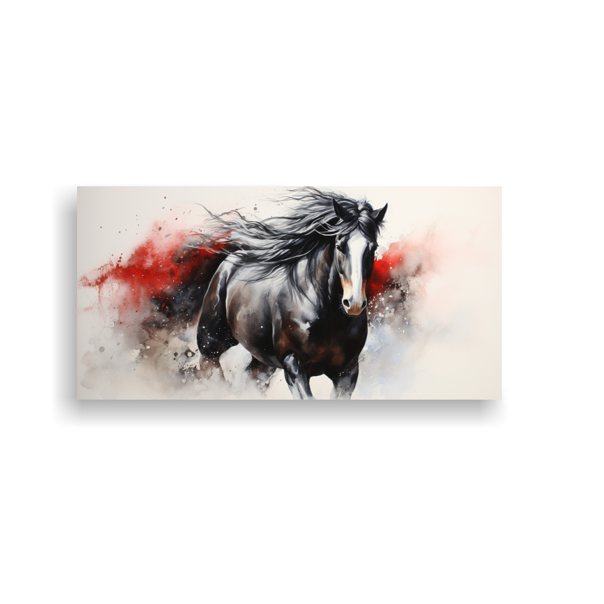 CUADRO CONCEPTO SIMPLE CABALLO SHIRE ACUARELA 80X40 CM - 1