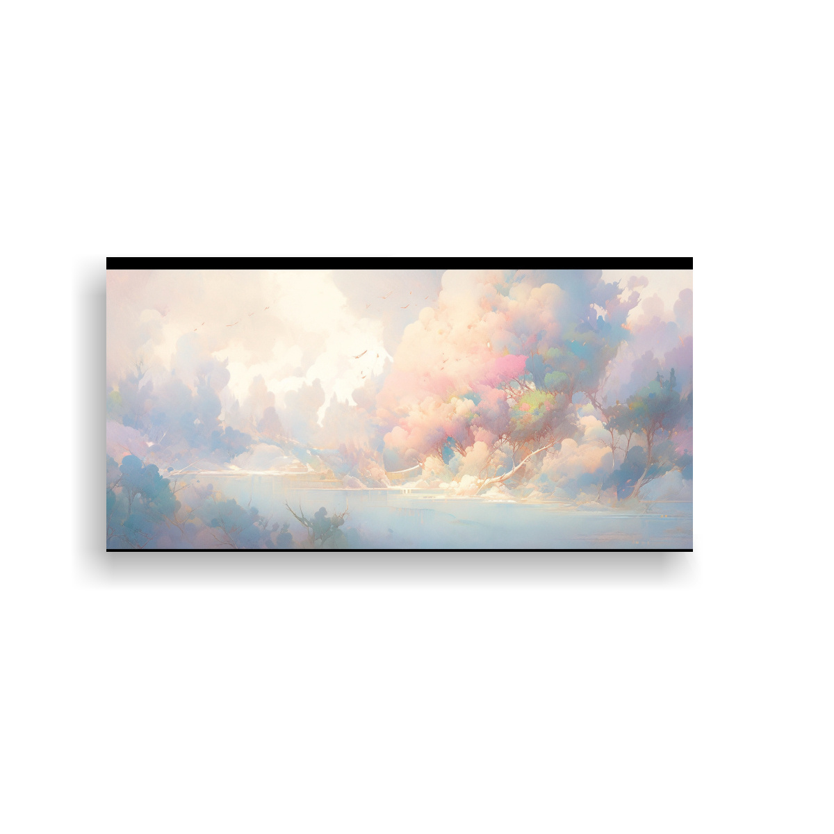 CUADRO ABSTRACTO PAISAJE CON COLORES PASTEL 140X70 CM - 1