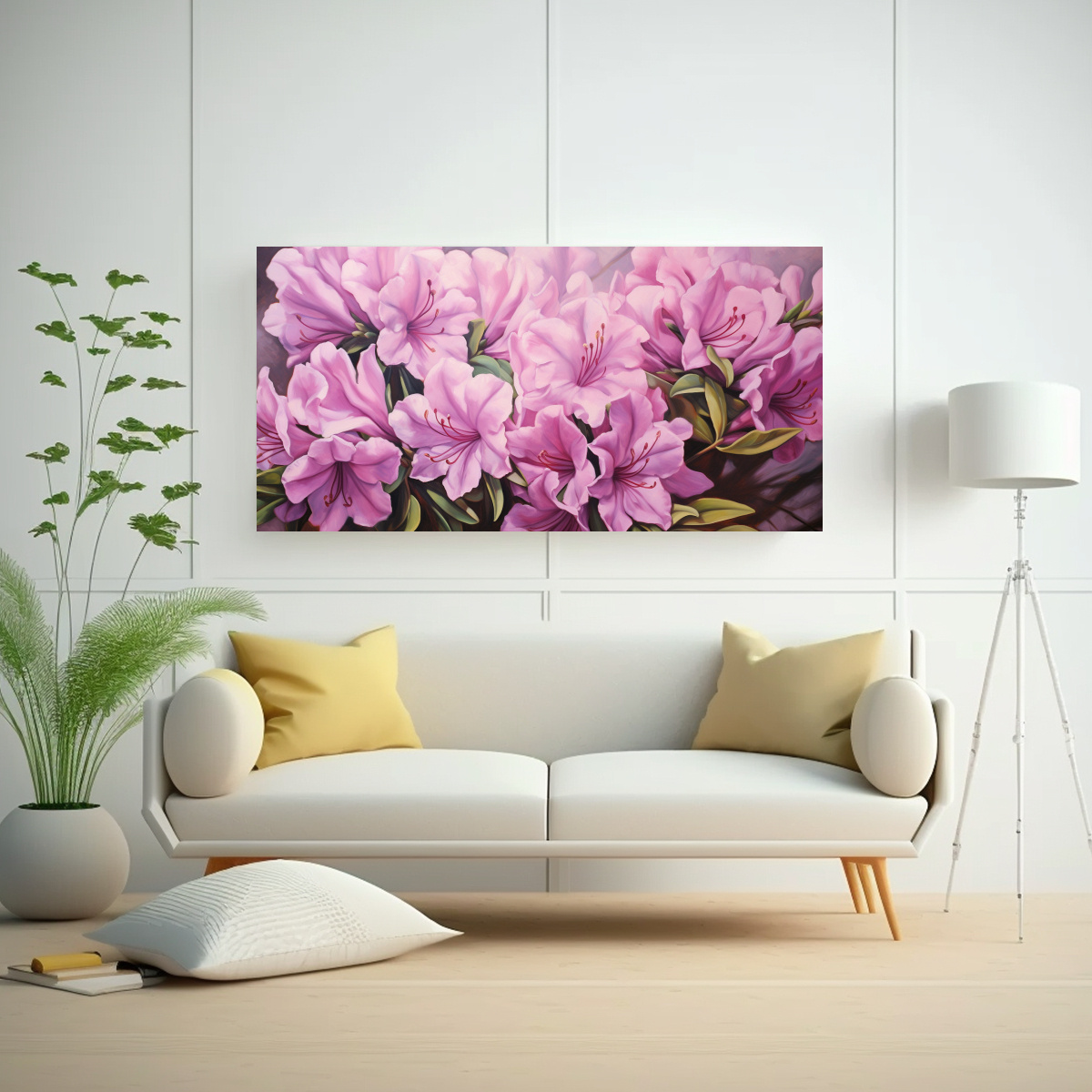 PINTURA ABSTRACTA DETALLADA DE RODODENDROS EN 160X80 CM - 2