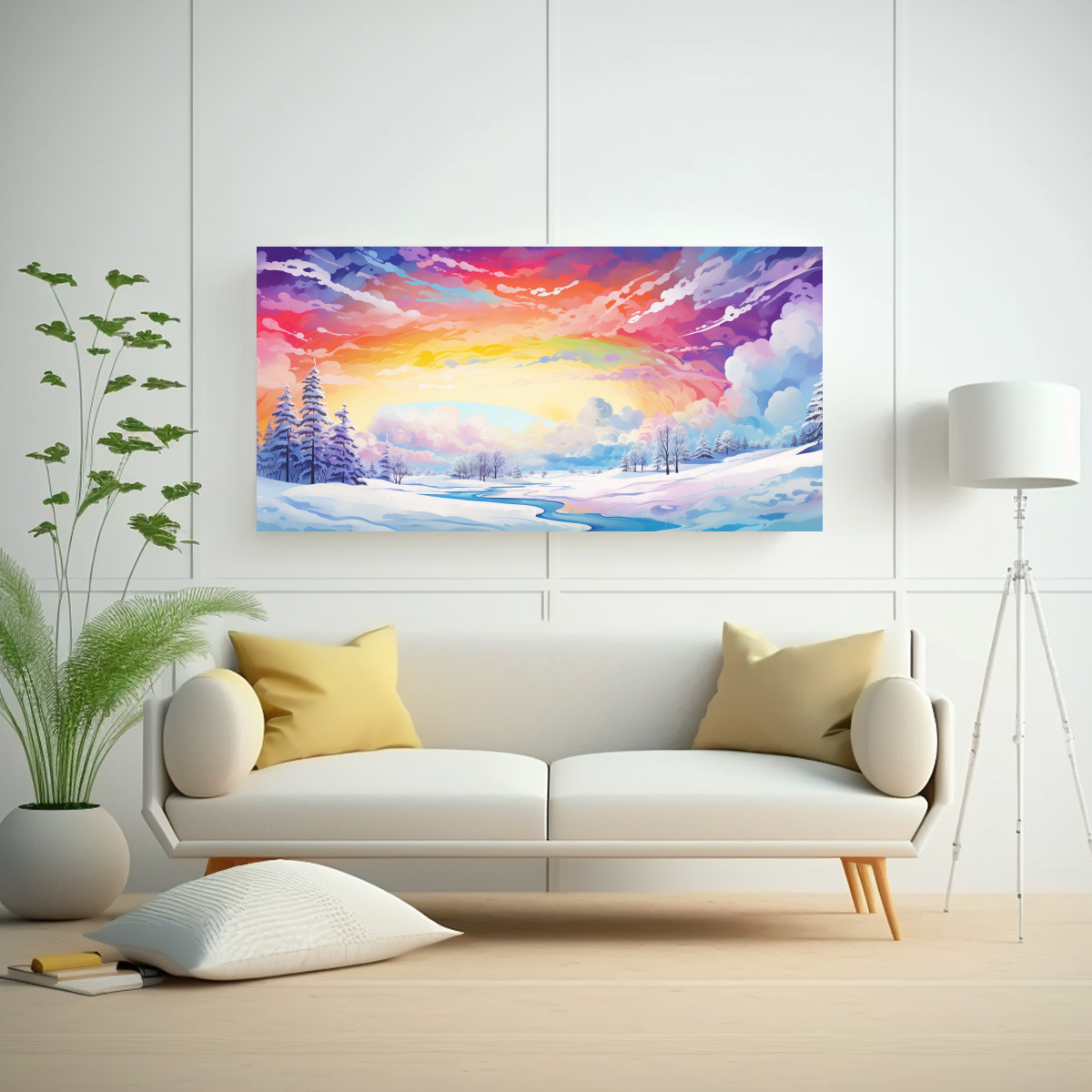 PAISAJE INVERNAL SURREALISTA CON COLORES DEL 120X60 CM - 2