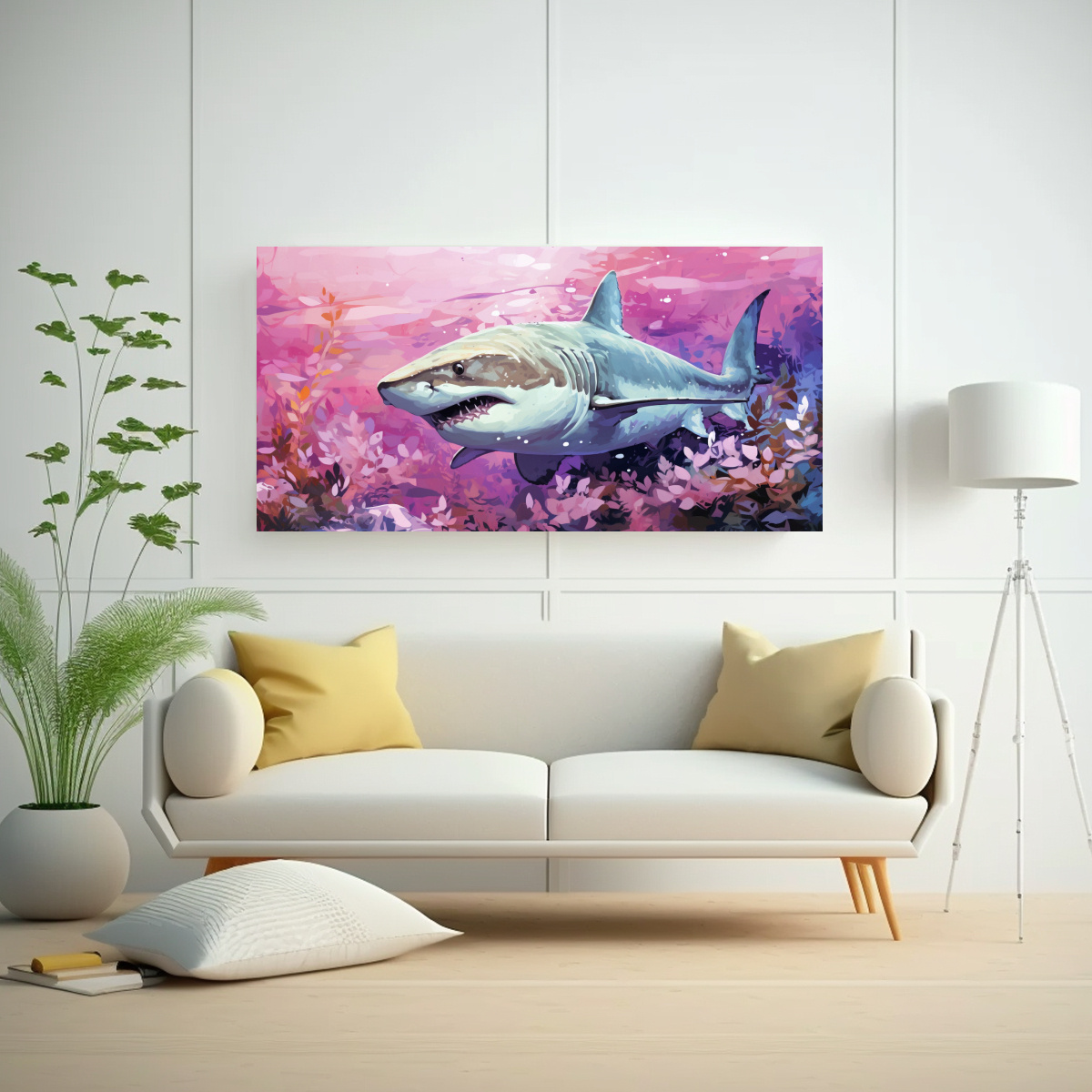 CUADRO DECORATIVO: TIBURÓN TIGRE DE ARENA EN 120X60 CM - 2