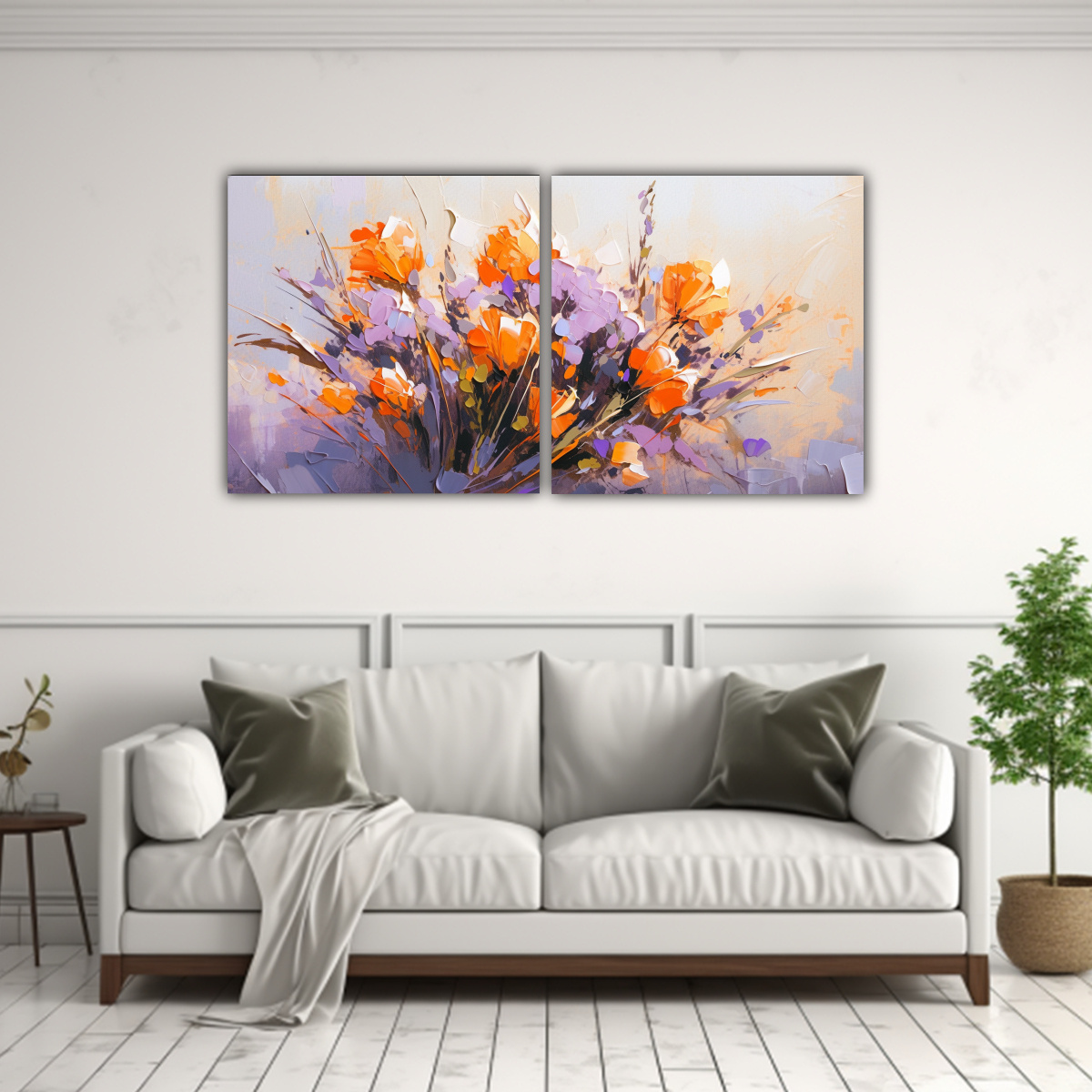 PINTURA VANGUARDIA PARA SALA EN LIENZOS, FLORES 60X30 CM - 2