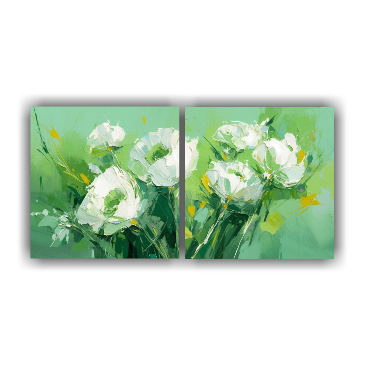 CUADROS EXPRESIÓN GAMA DE COLORES: FLORES VERDES 120X60 CM - 1