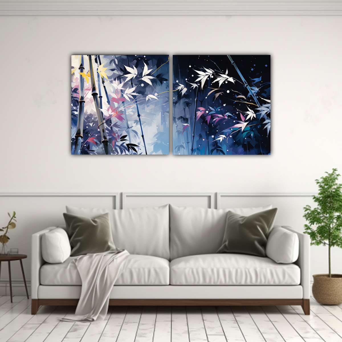 PINTURAS DECORATIVAS DE DOS ARTES ACUARELA 60X30 CM - 2