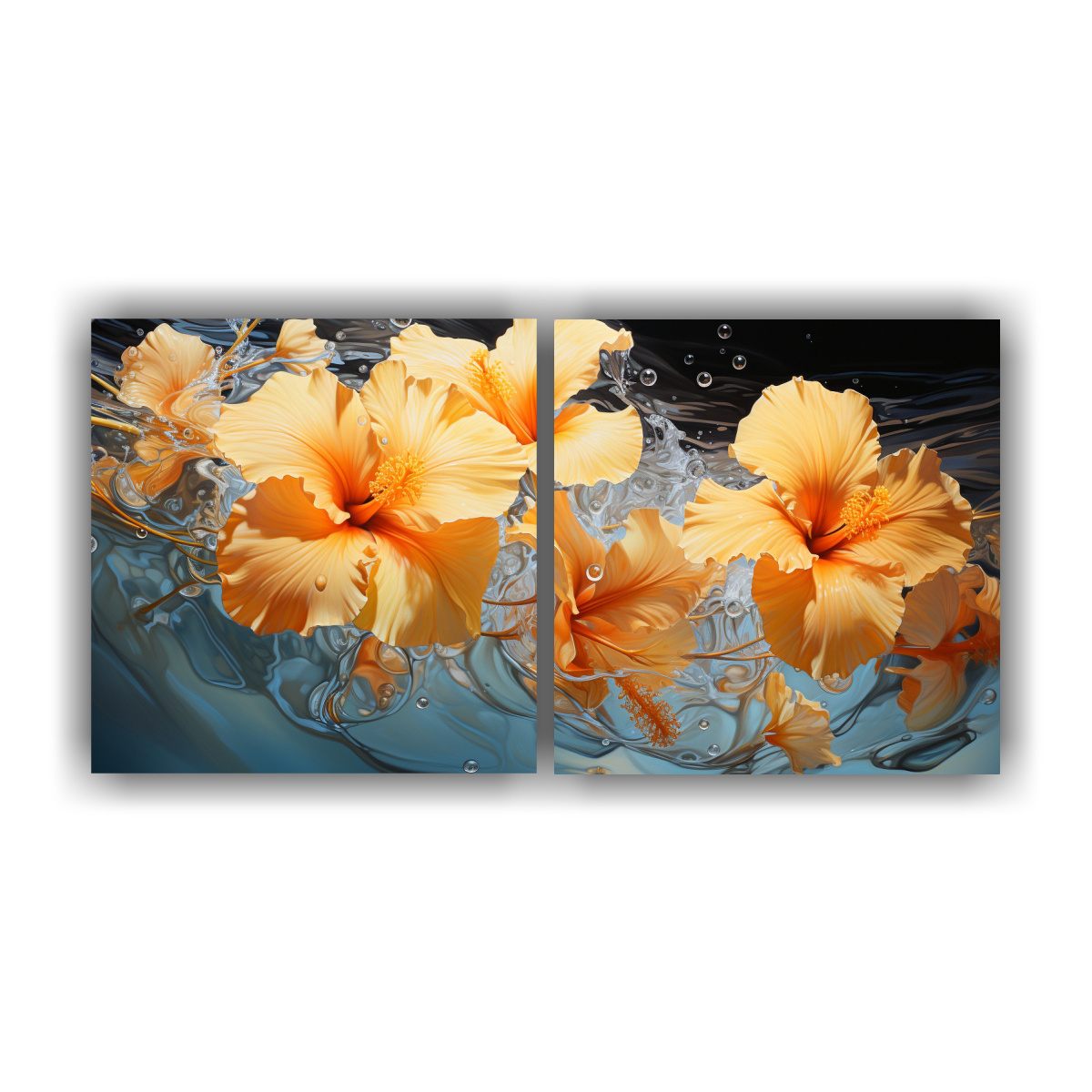 CUADRO ABSTRACTO DE LÍNEAS FINAS CON FLORES DE 100X50 CM - 1