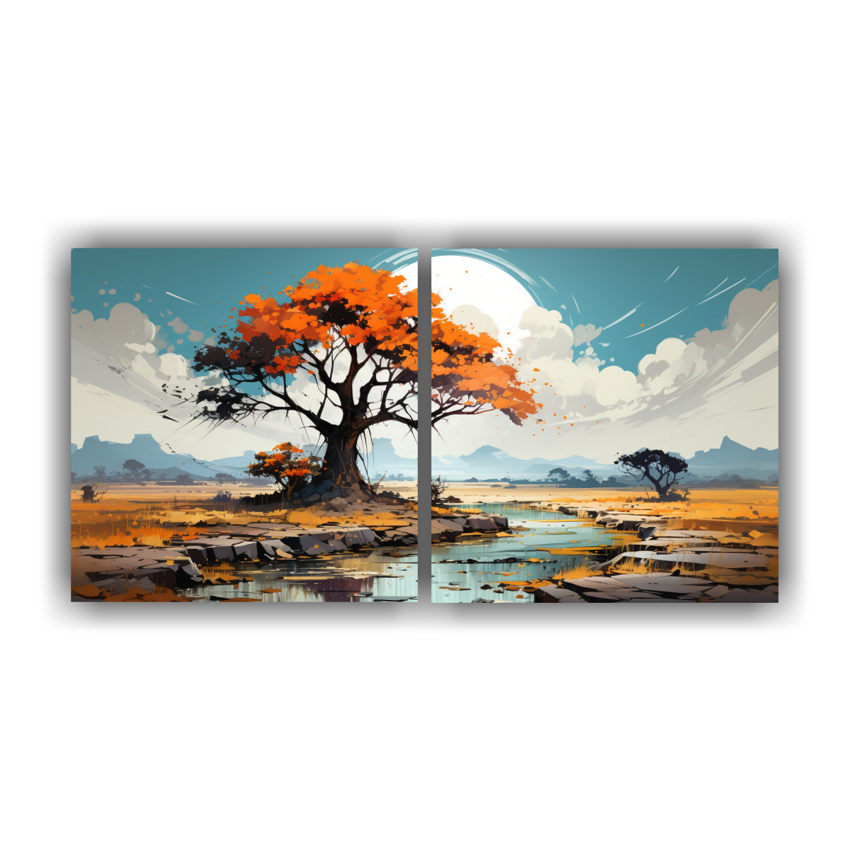 PINTURAS DECORATIVAS DE SAVANNA Y DESERT TREE EN 160X80 CM - 1