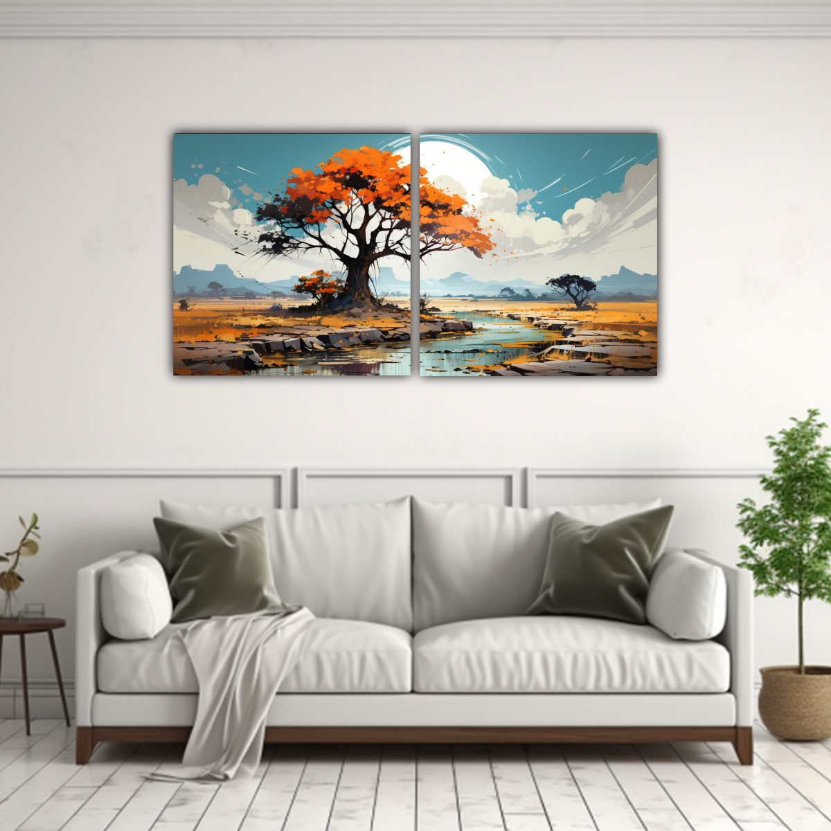 PINTURAS DECORATIVAS DE SAVANNA Y DESERT TREE EN 160X80 CM - 2