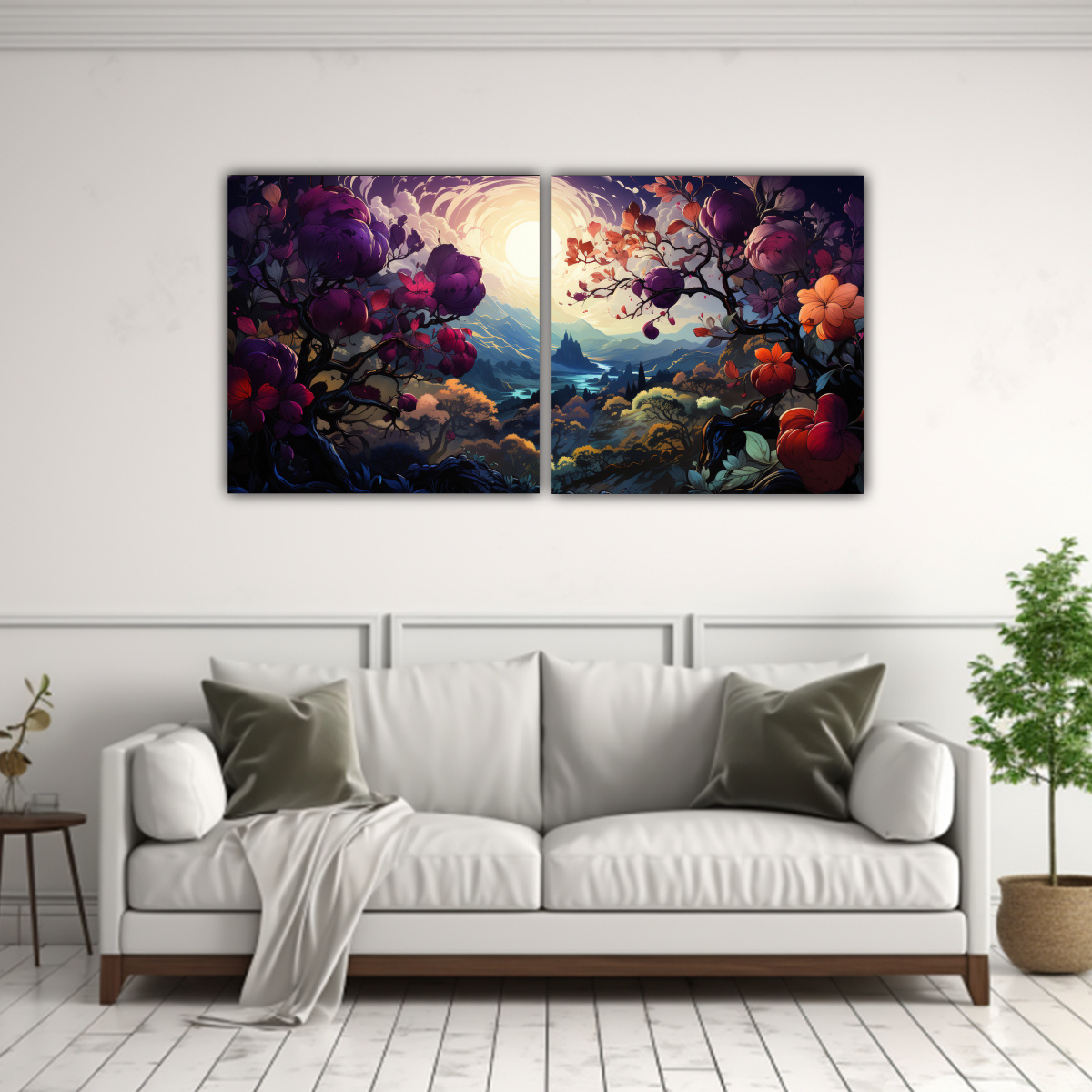 DOS CUADROS COLORES DORMITORIO: UN MANZANO EN 100X50 CM - 2