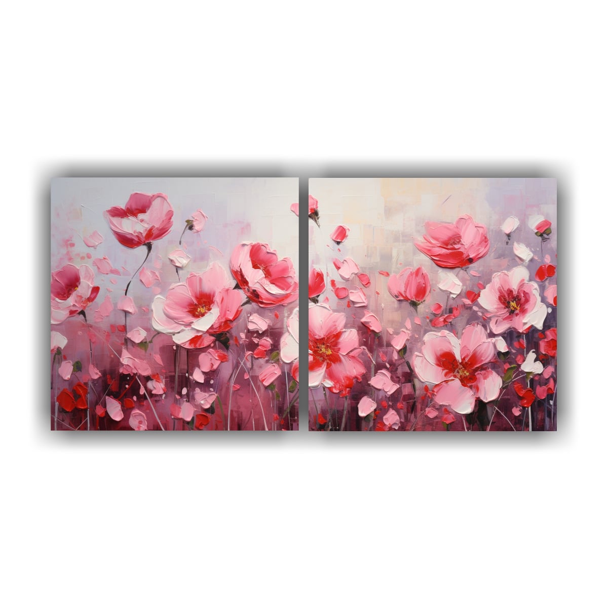 DOS CUADROS VINTAGE TEMÁTICA A RED AND PINK 80X40 CM - 1