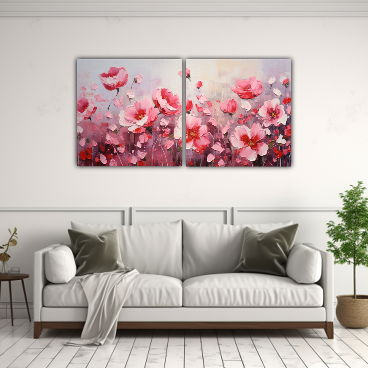 DOS CUADROS VINTAGE TEMÁTICA A RED AND PINK 80X40 CM - 2
