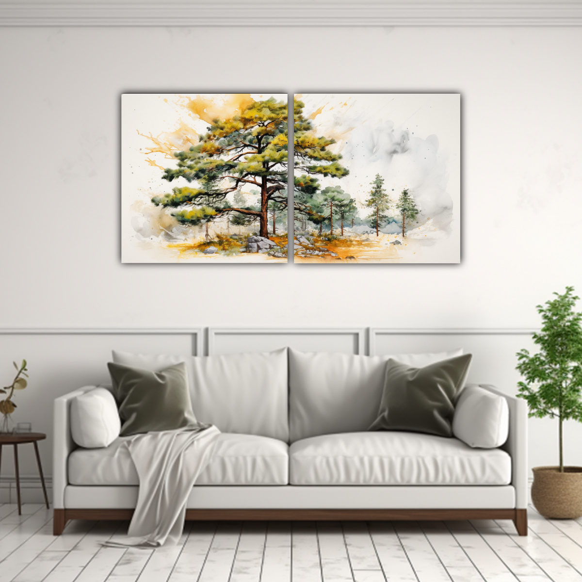 PINTURA ABSTRACTA DE UN PINO ESCOCÉS CON COLORES 60X30 CM - 2