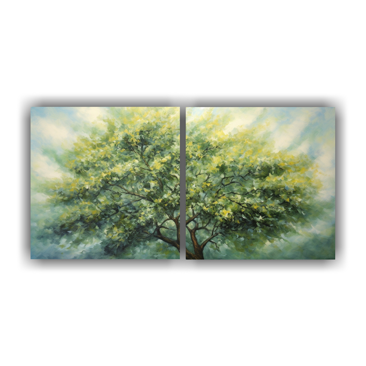 CUADRO ABSTRACTO DE ÁRBOL DE ACEBO ESTILO ÓLEO 60X30 CM - 1