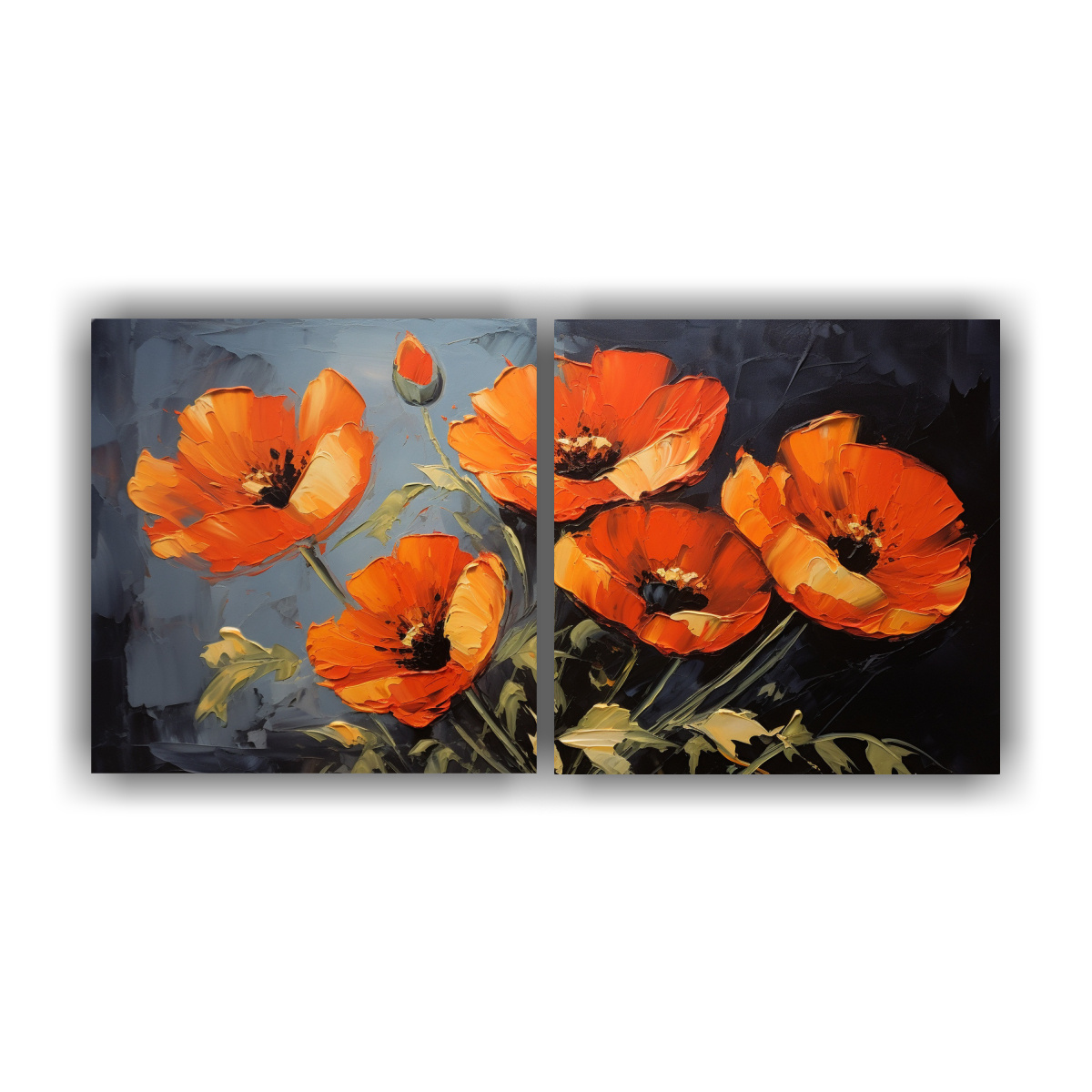 DOS TELAS EN BASTIDOR VINTAGE COLORIDO FLORES EN 120X60 CM - 1