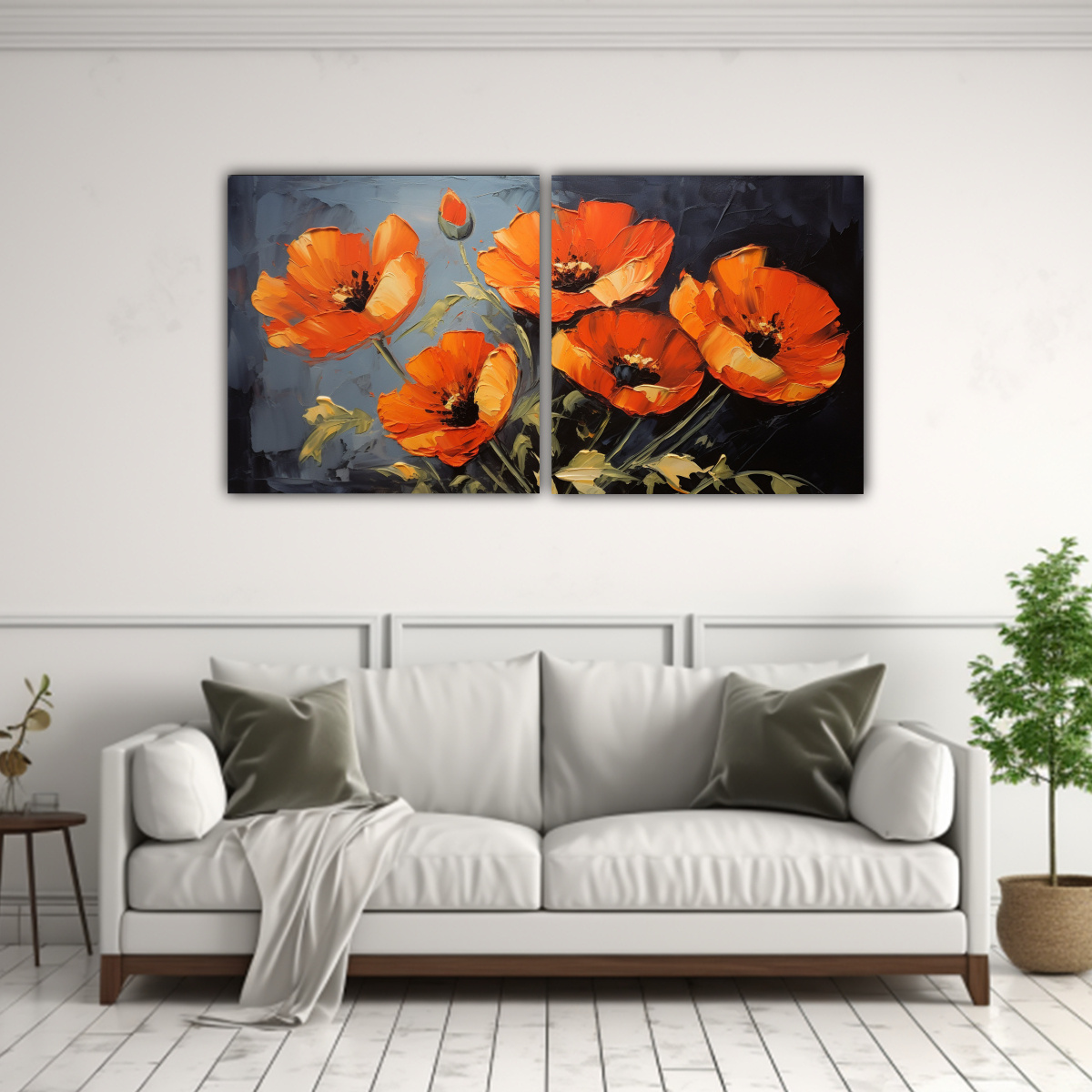 DOS TELAS EN BASTIDOR VINTAGE COLORIDO FLORES EN 120X60 CM - 2
