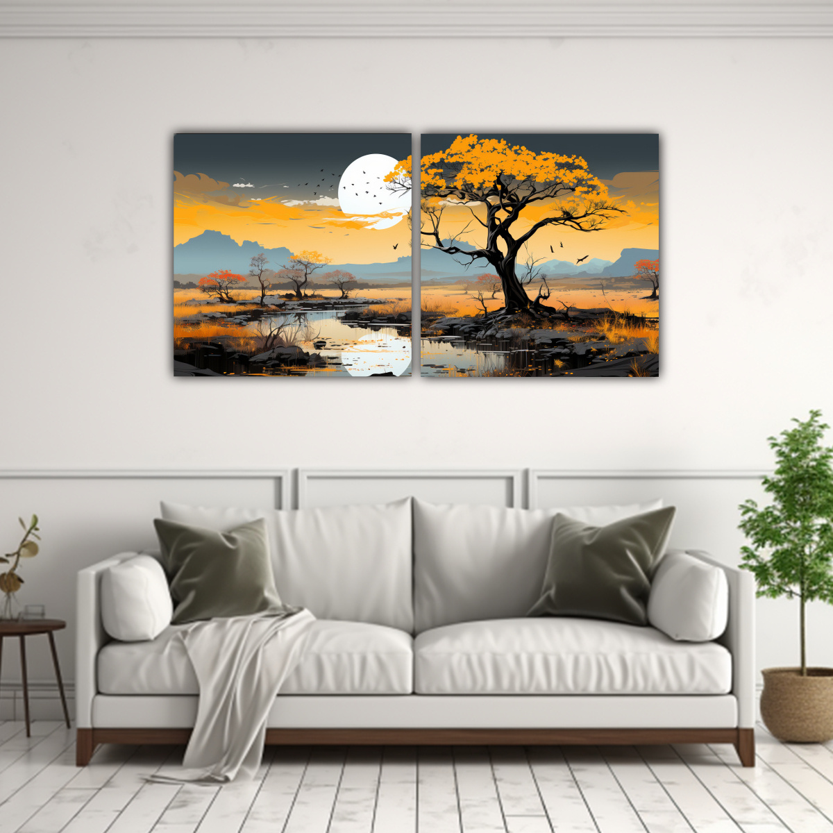 PINTURA MODERNA DE DOS CUADROS PROTAGONISMO A 100X50 CM - 2