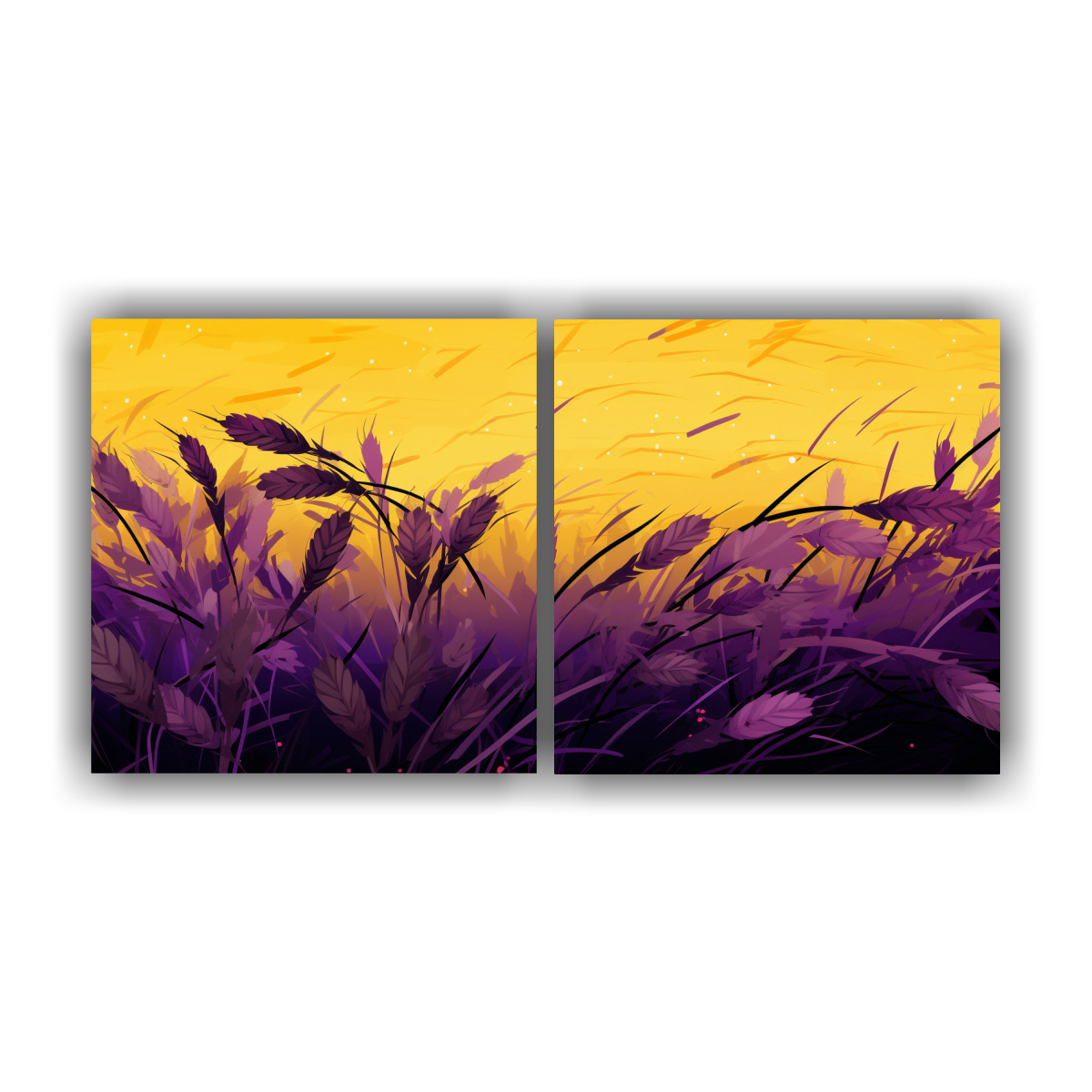 PINTURAS DECORATIVAS DE ARROZ EN AMARILLO Y 140X70 CM - 1
