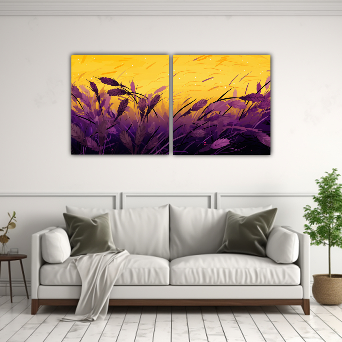 PINTURAS DECORATIVAS DE ARROZ EN AMARILLO Y 140X70 CM - 2