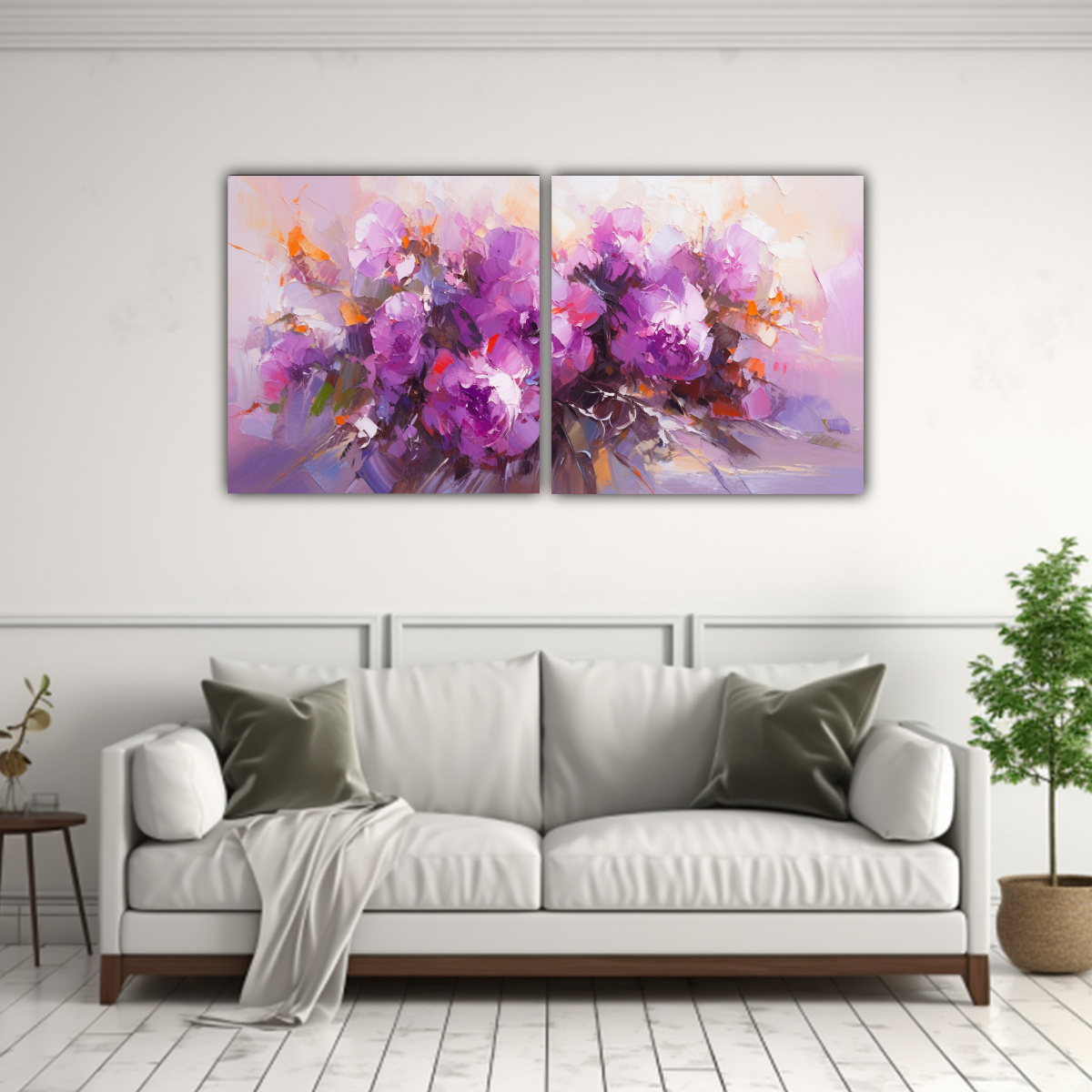 PINTURA EN LIENZO PARA CUARTO CON FLORES 60X30 CM - 2