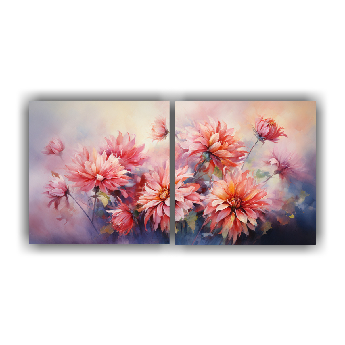 PINTURA MURAL DE COMPOSICIONES CON CRISANTEMOS 100X50 CM - 1