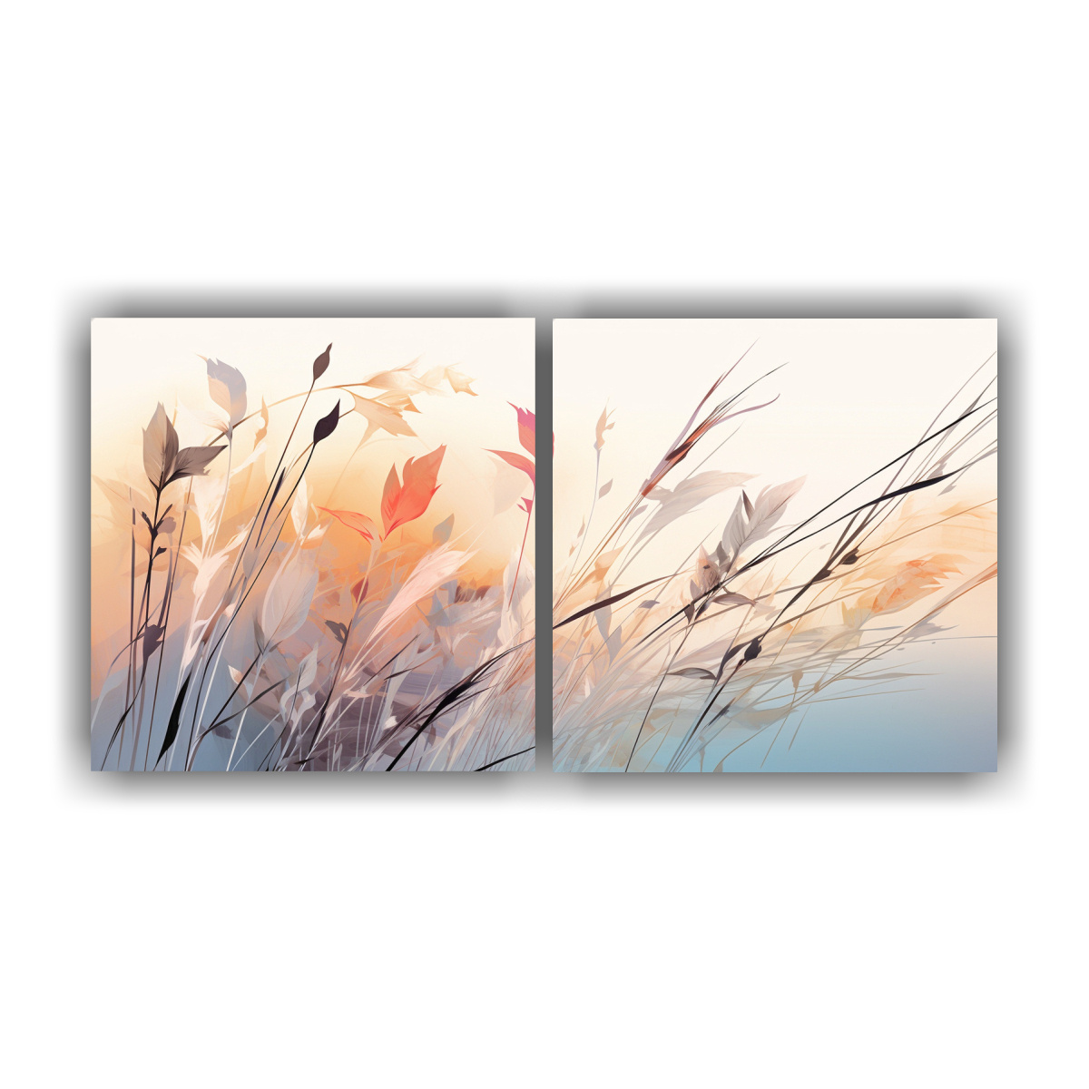 DOS ARTES DE PARED MOVIMIENTO MULTICOLOR HIERBA 80X40 CM - 1