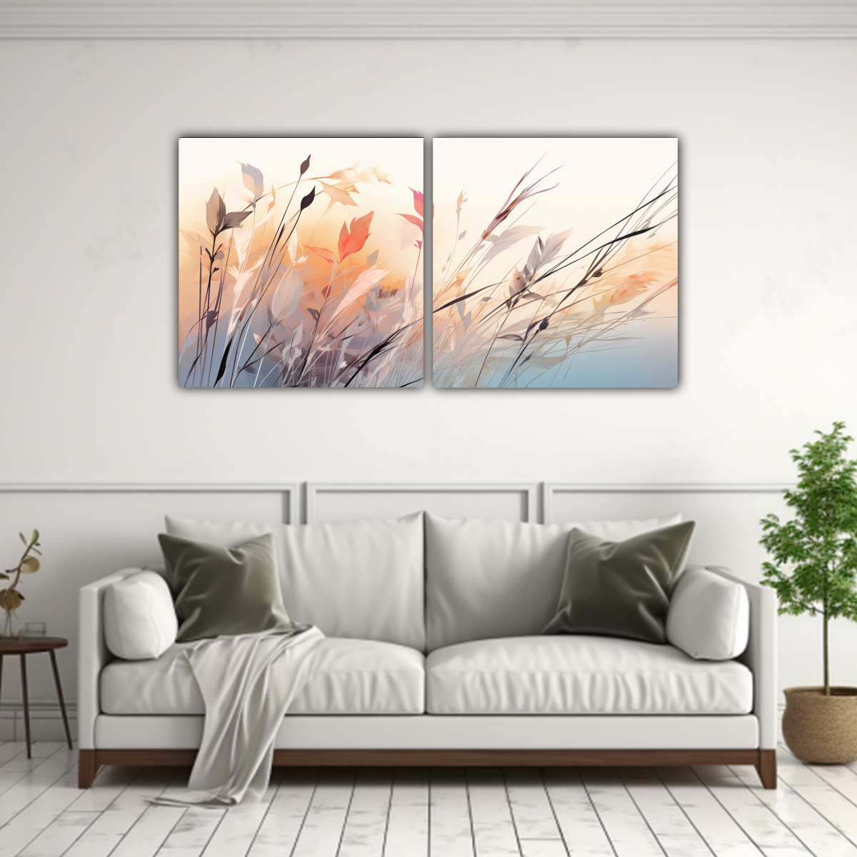 DOS ARTES DE PARED MOVIMIENTO MULTICOLOR HIERBA 80X40 CM - 2