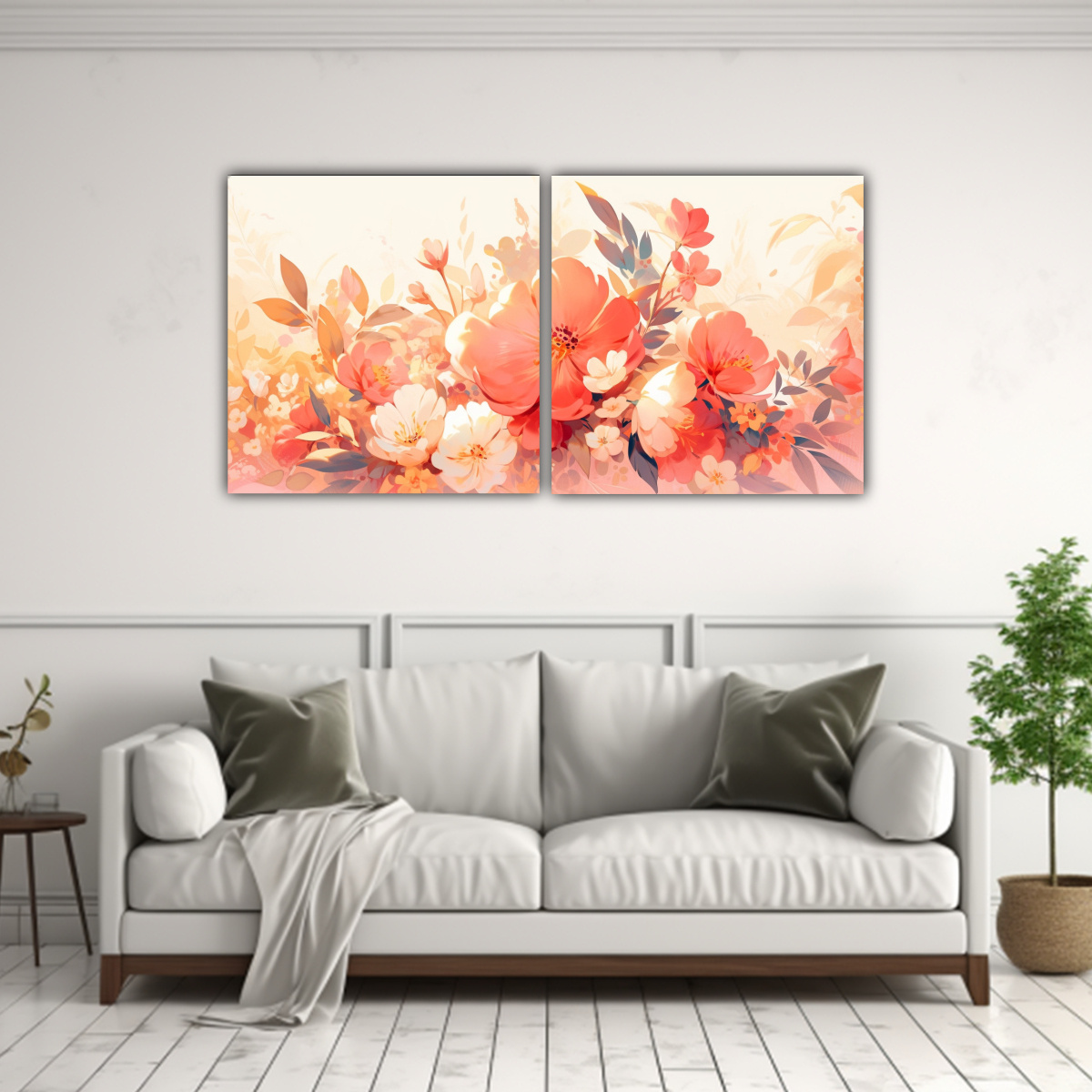 ARTES DE PARED DECORATIVAS PARED NARANJA Y ROSA 160X80 CM - 2