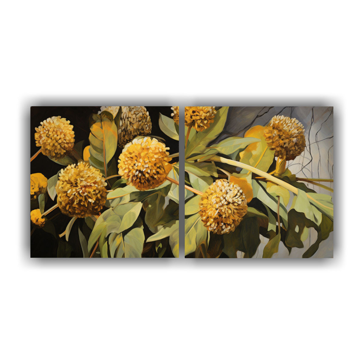 PINTURAS ABSTRACTAS DE FLORES DE ALCACHOFA DE 80X40 CM - 1