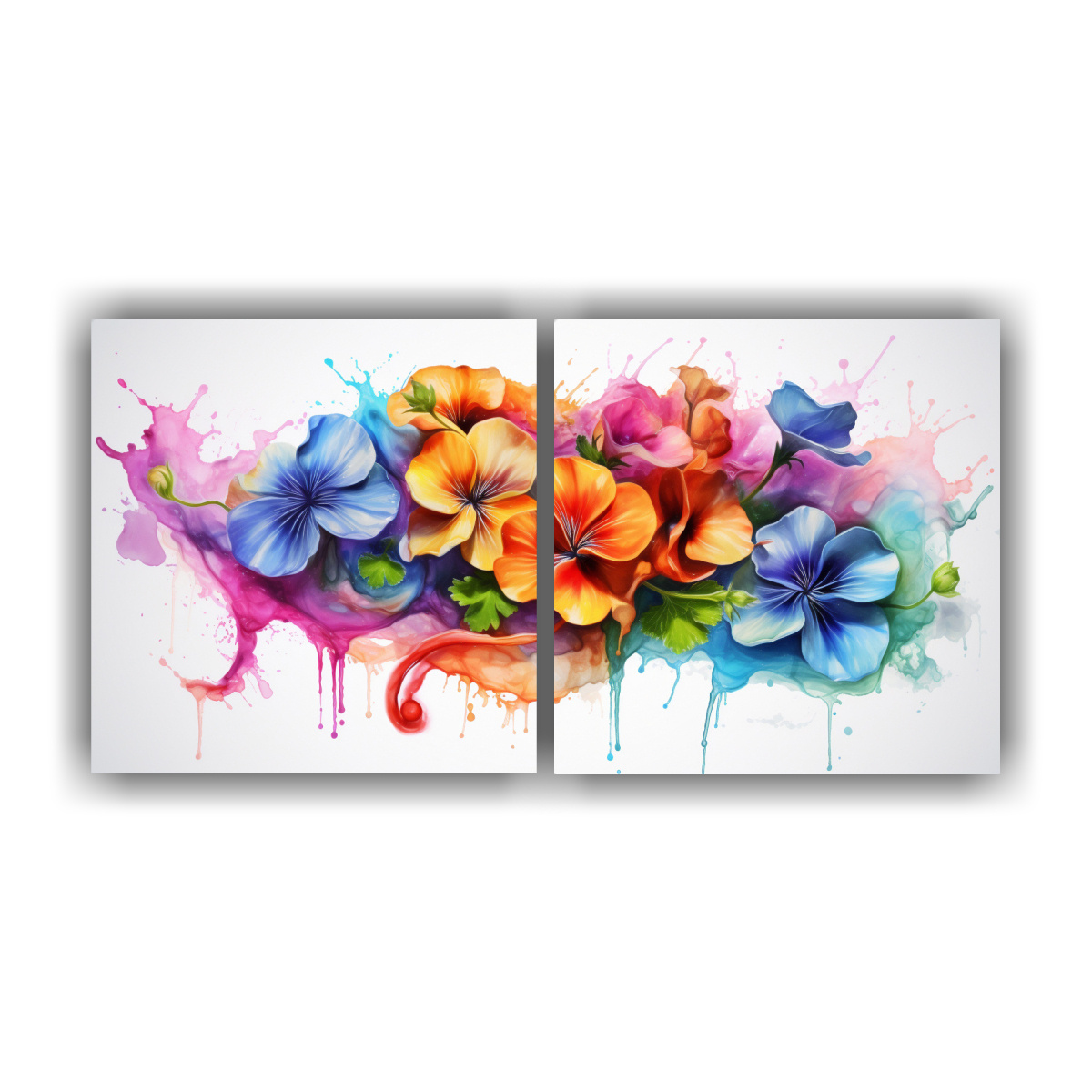 CUADROS TELA CANVAS SALA GERANIUM RAINBOW PINTURA 140X70 CM - 1