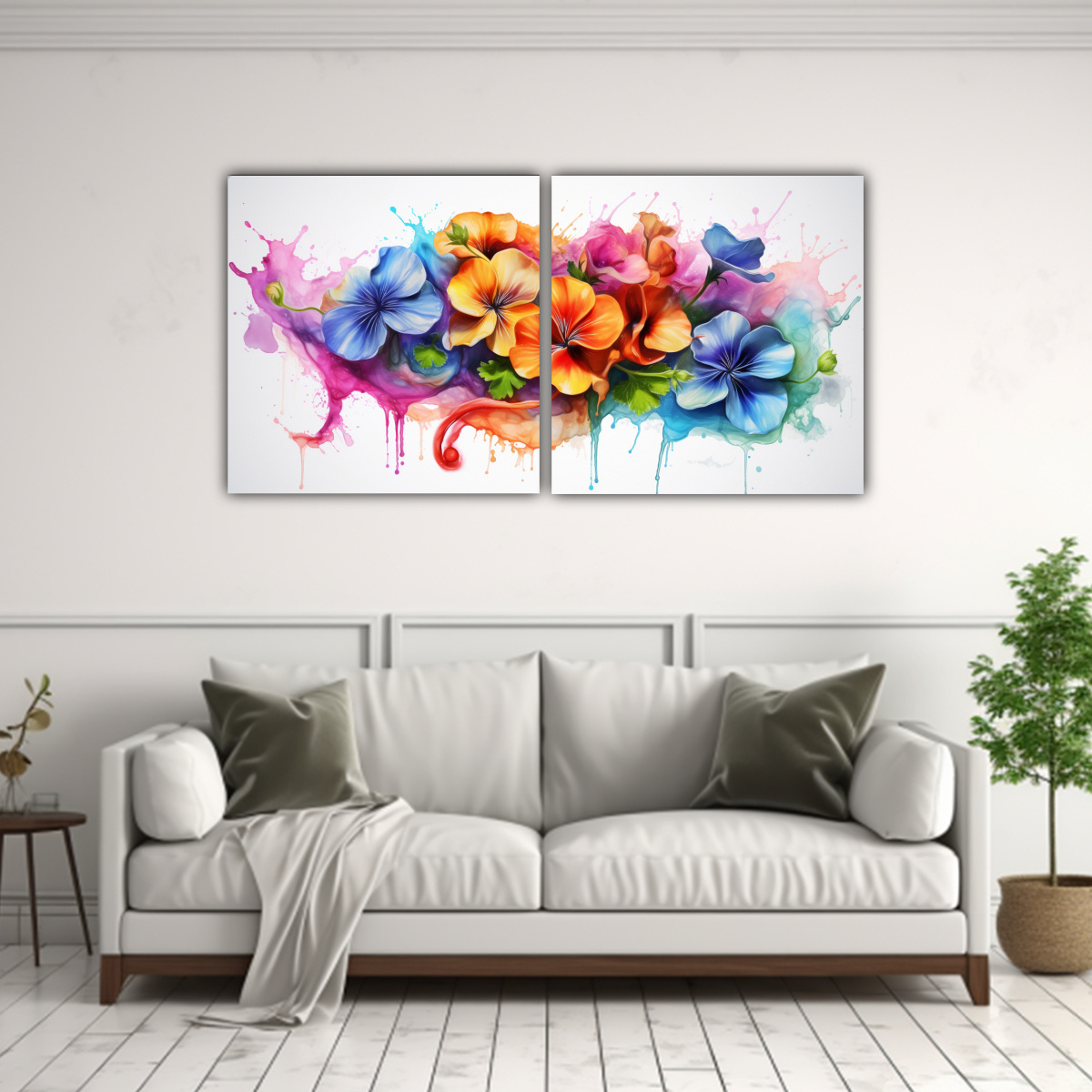 CUADROS TELA CANVAS SALA GERANIUM RAINBOW PINTURA 140X70 CM - 2
