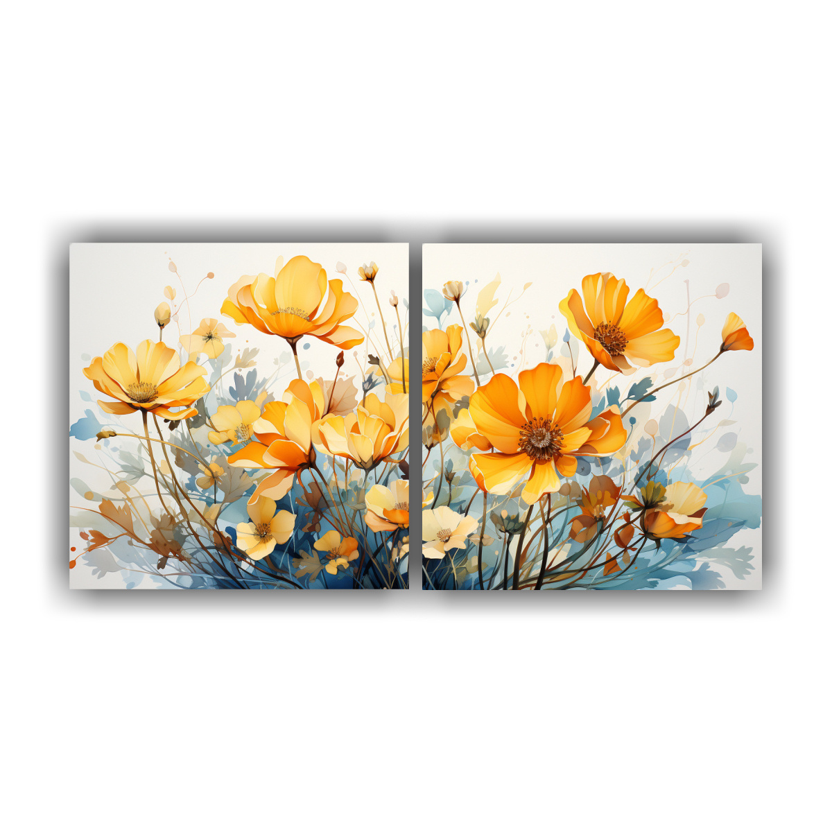 CONJUNTO 2 LIENZOS TELA CREATIVA FLORES AMAPOLAS 100X50 CM - 1