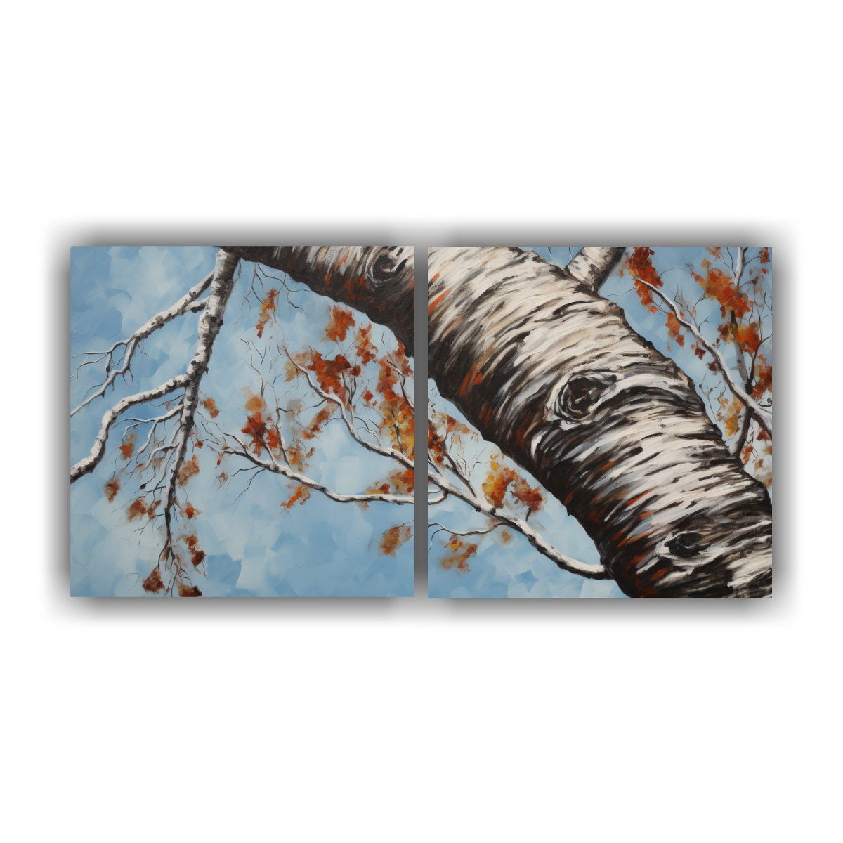 PINTURA ABSTRACTA DE ÁRBOL DE ABEDUL EN ESTILO 100X50 CM - 1