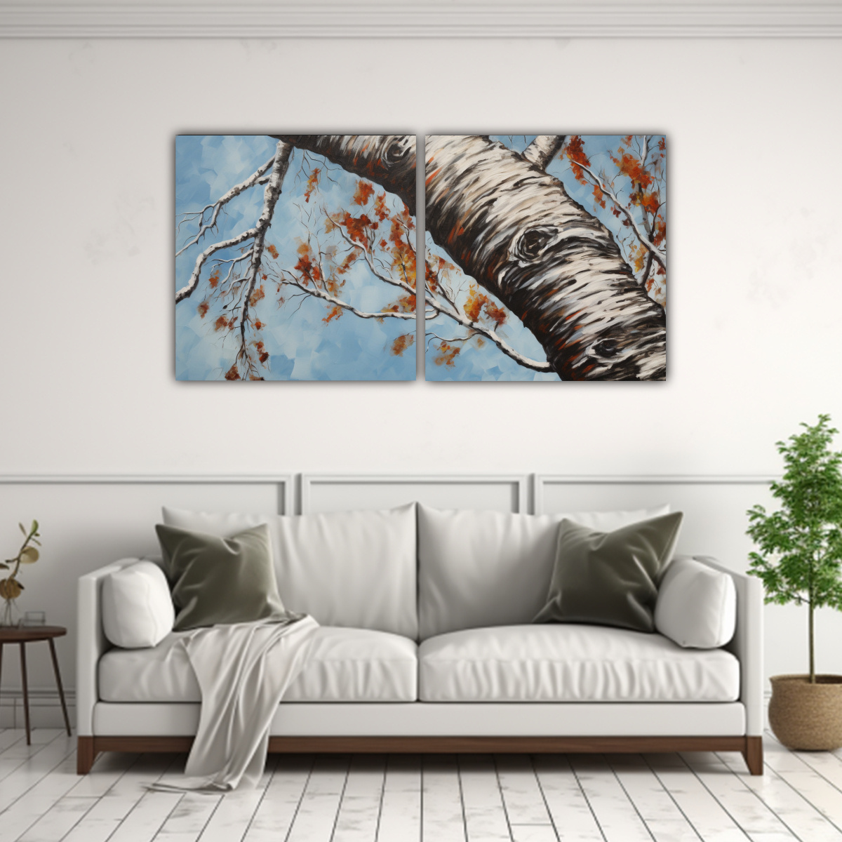 PINTURA ABSTRACTA DE ÁRBOL DE ABEDUL EN ESTILO 100X50 CM - 2