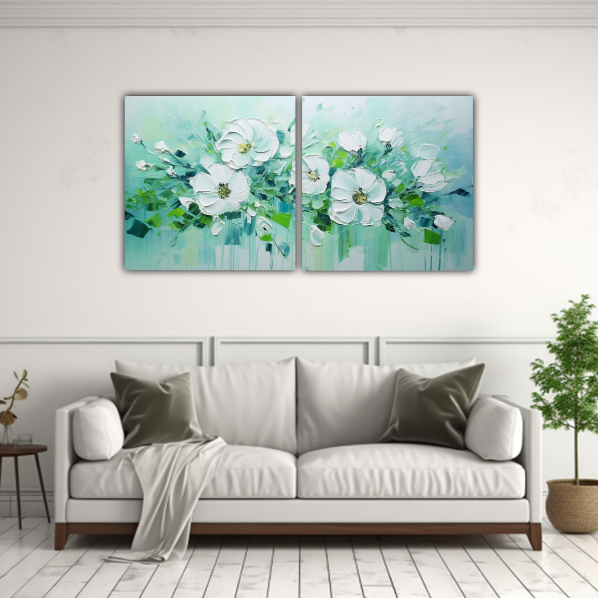 PINTURA EN LIENZO MODERNA INNOVADORA DE FLORES EN 40X20 CM - 2