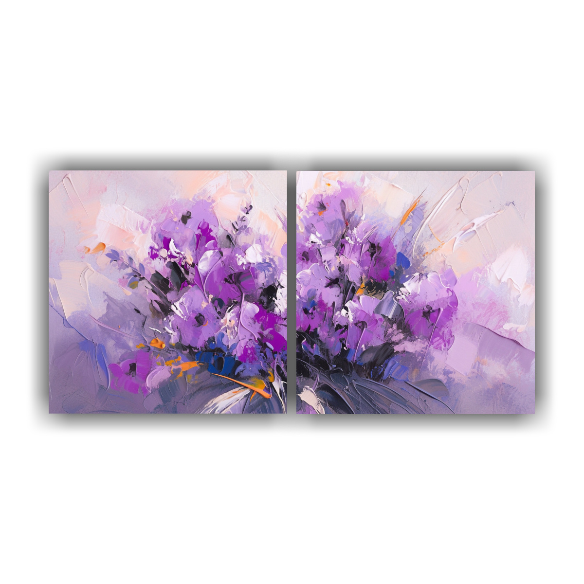 PINTURA FLOR MORADA EN BASTIDOR DECORATIVO PARA 120X60 CM - 1
