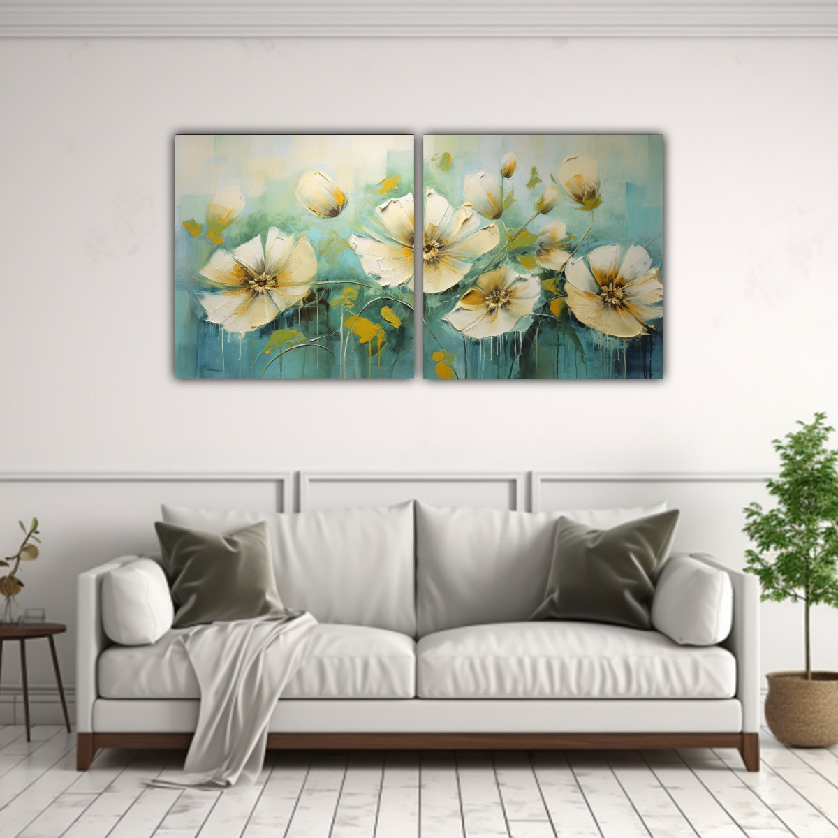 DOS CUADROS HERMOSO EN COLOR COMPLETO: PINTURA DE 100X50 CM - 2