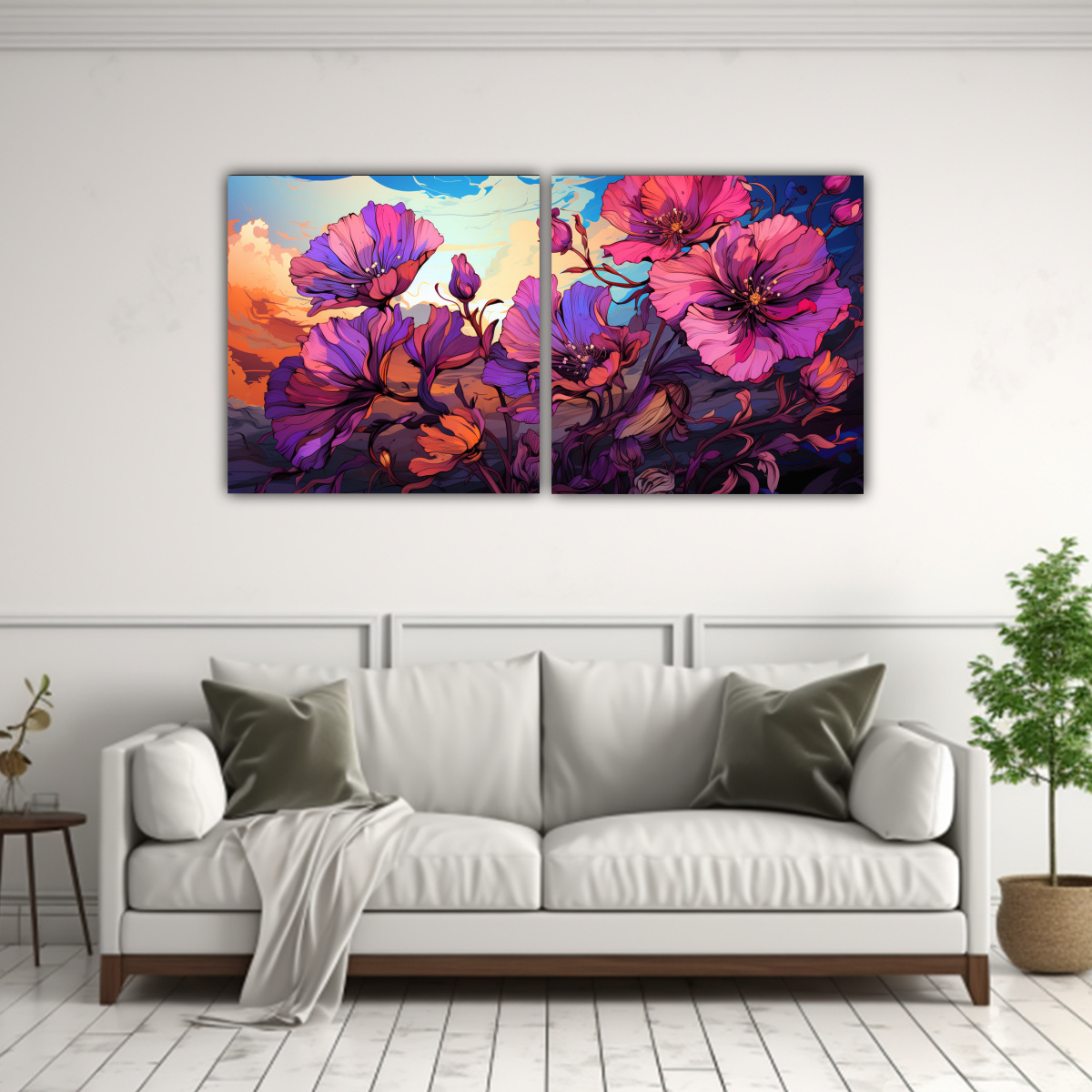 CUADROS CUADRO SIMÉTRICA DE HIERBAS DE 100X50 CM - 2